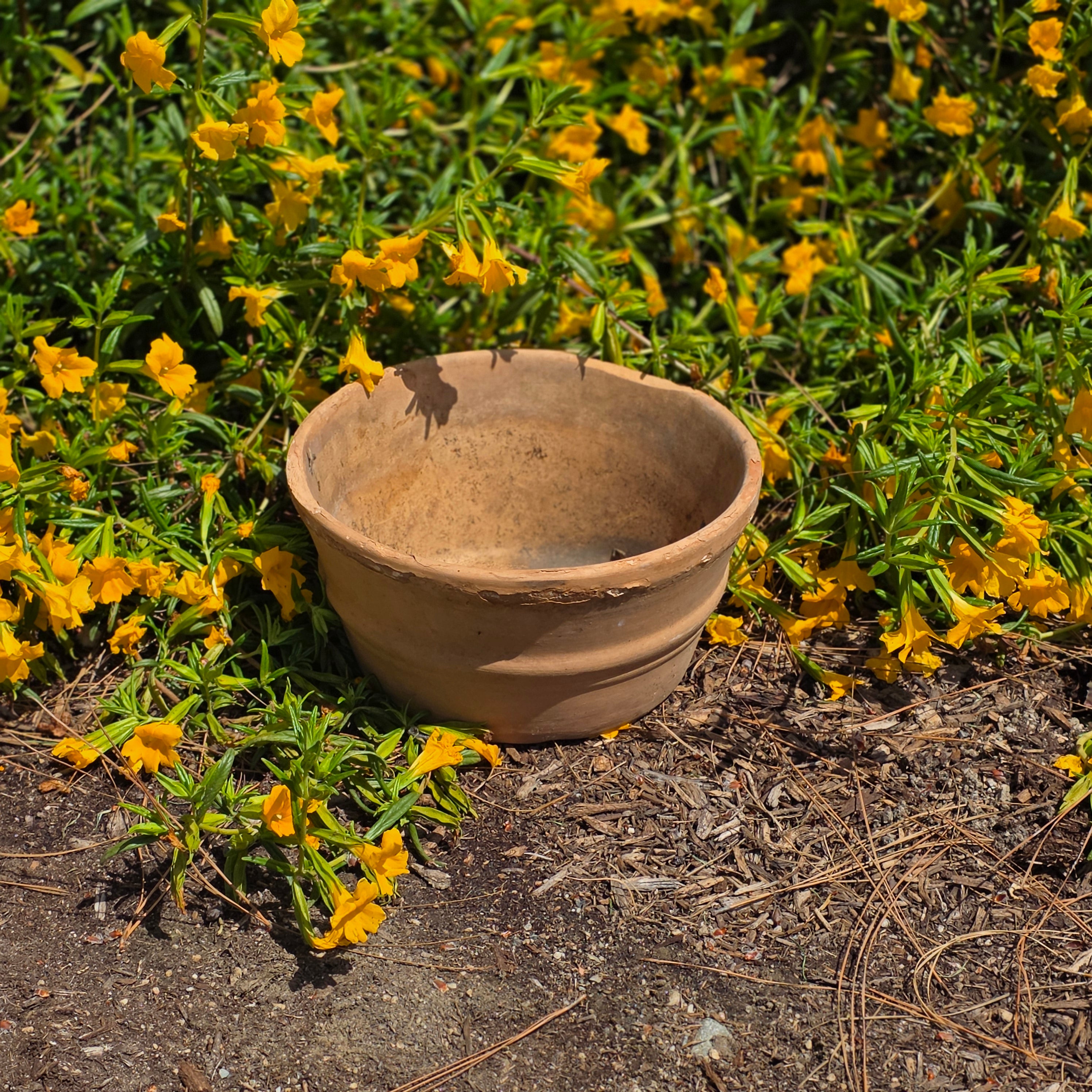 Vintage Italian Terracotta Planter Hand Turned Pottery Rustic Garden Pot 11"