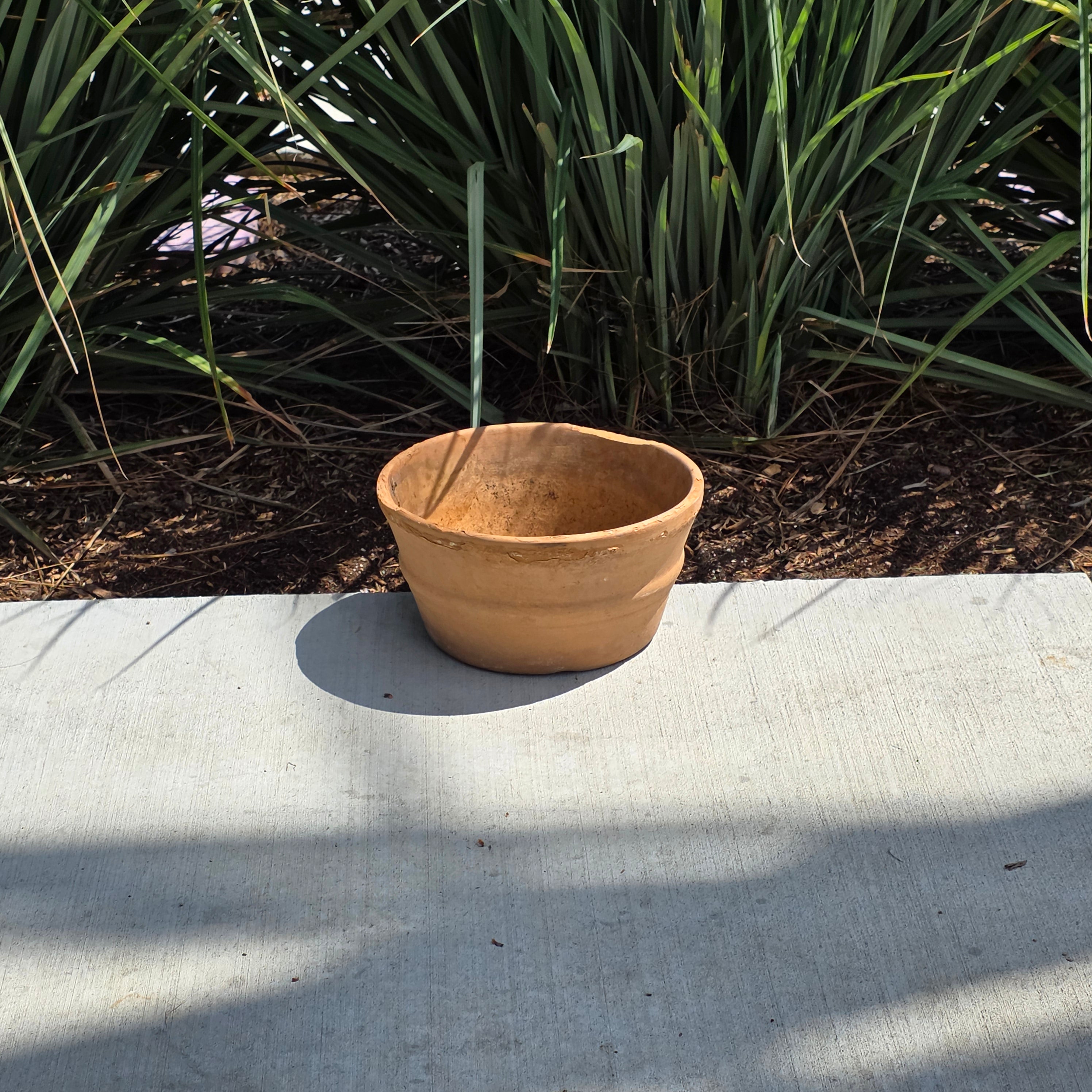 Vintage Italian Terracotta Planter Hand Turned Pottery Rustic Garden Pot 11"
