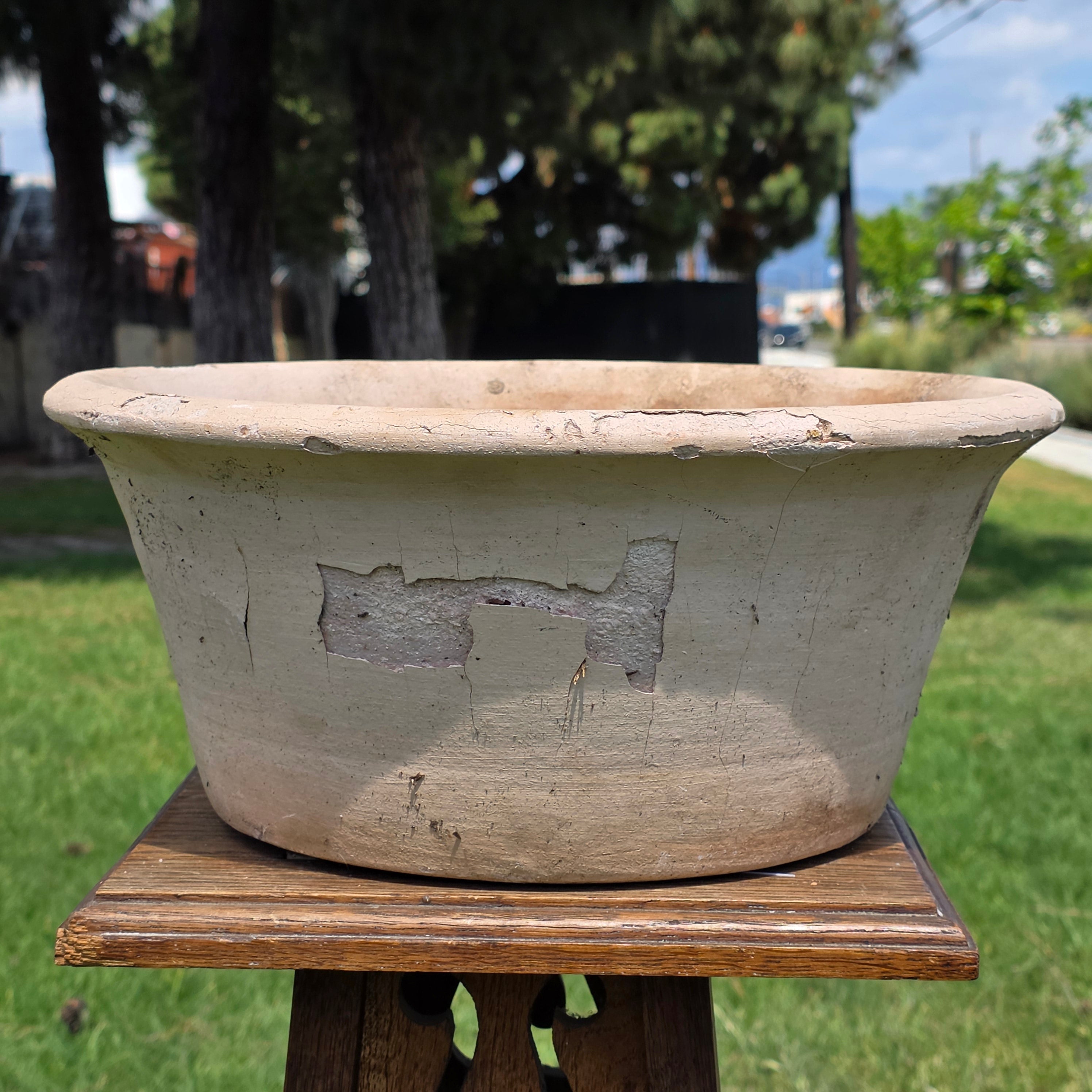 Huge Vintage Italian Garden Planter Pot Bowl 14" Heavy Aged Patina Made in Italy