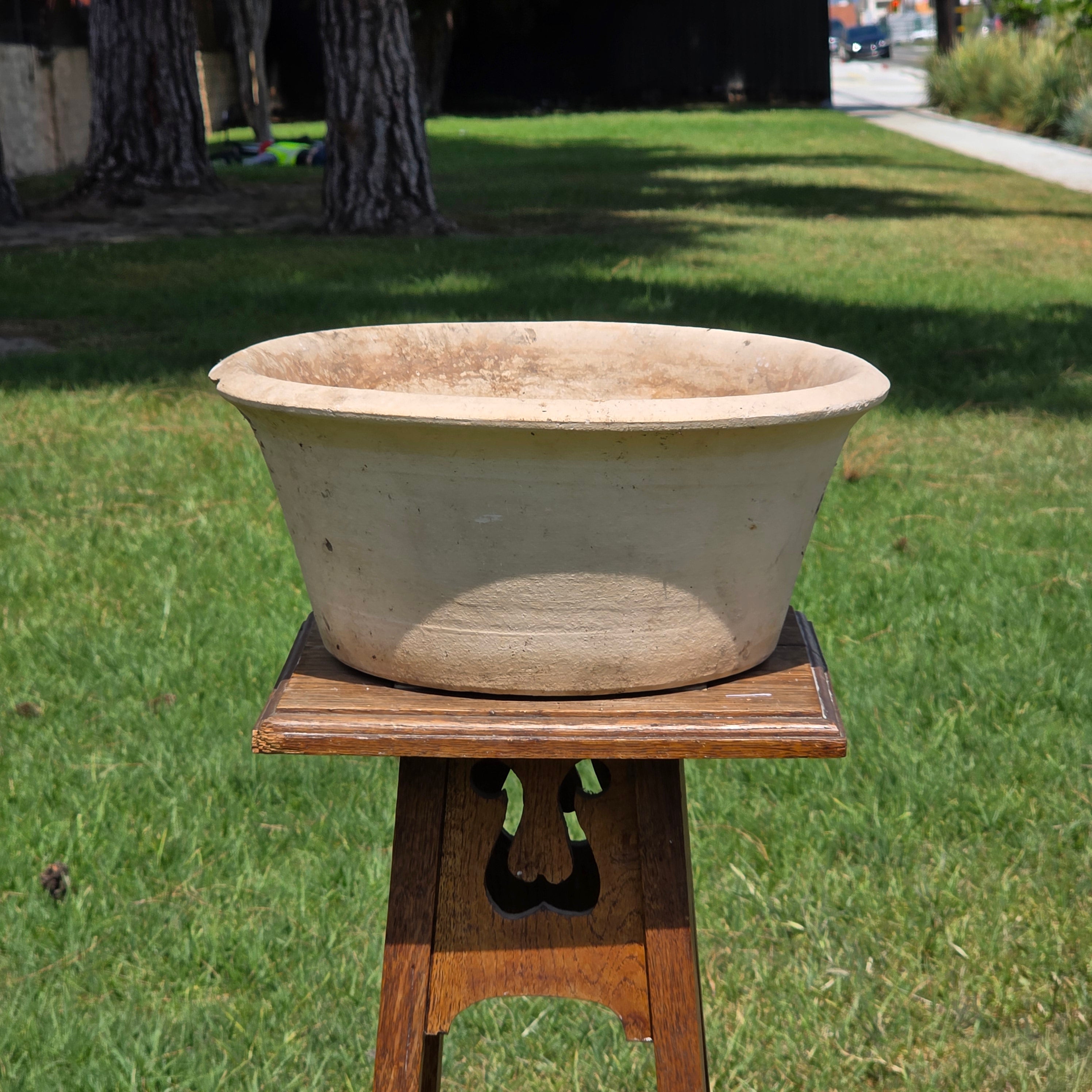 Vintage Italian Cast Stone Garden Planter Bowl 14" Heavy Shabby Chic