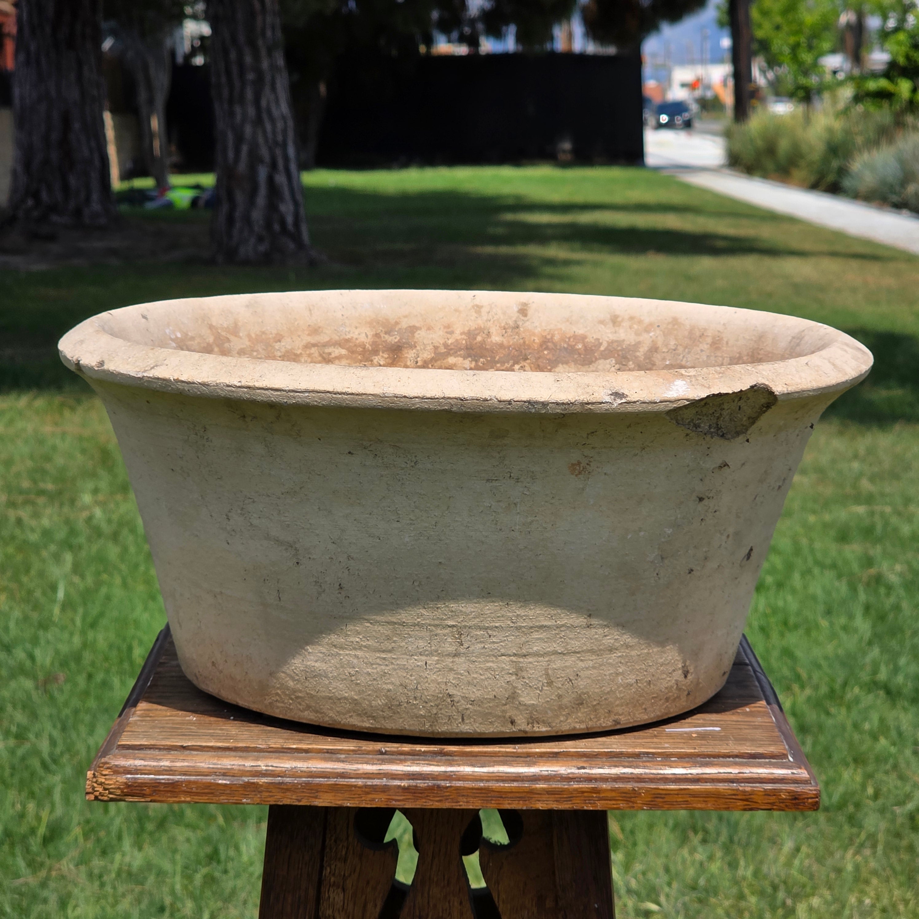 Vintage Italian Cast Stone Garden Planter Bowl 14" Heavy Shabby Chic