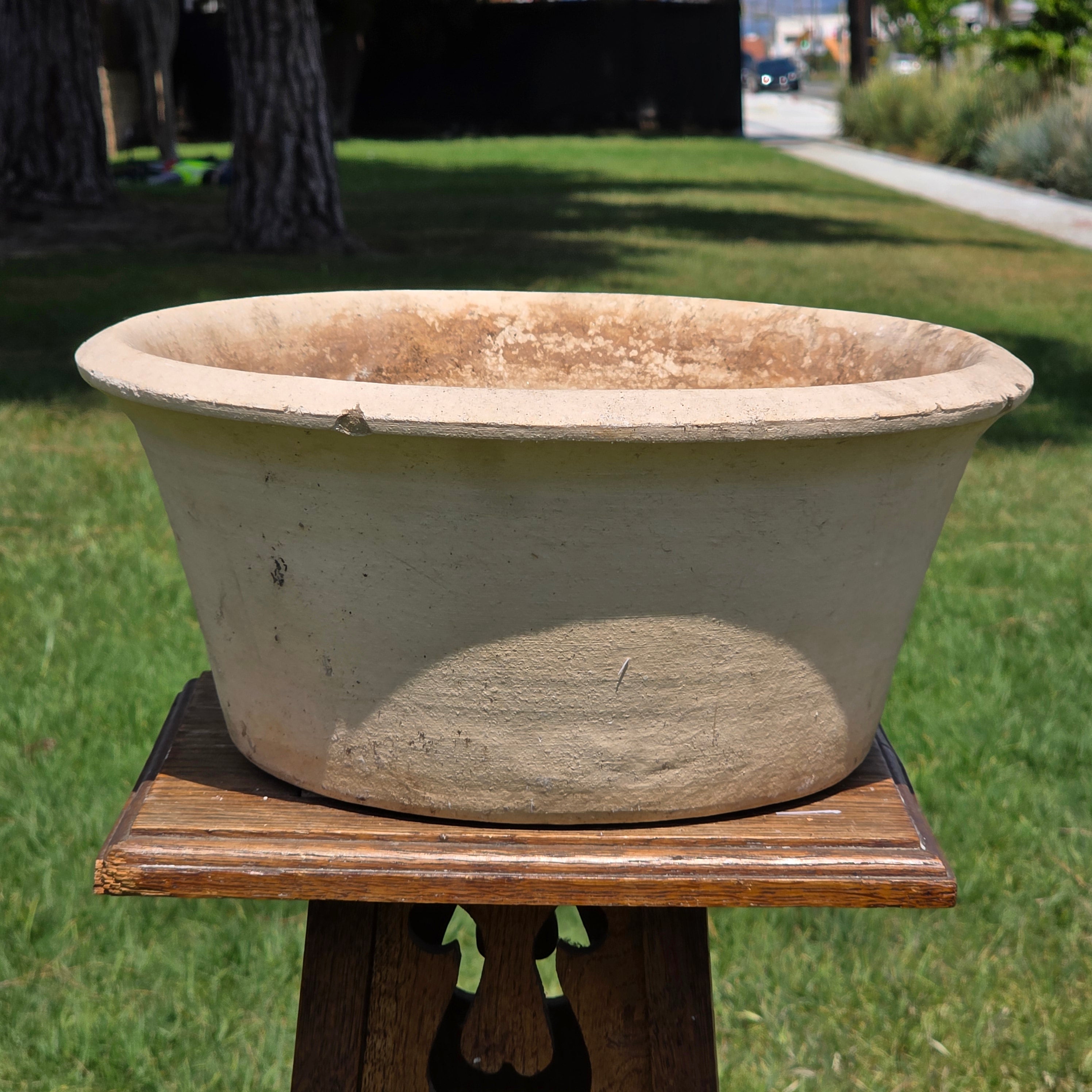 Vintage Italian Cast Stone Garden Planter Bowl 14" Heavy Shabby Chic