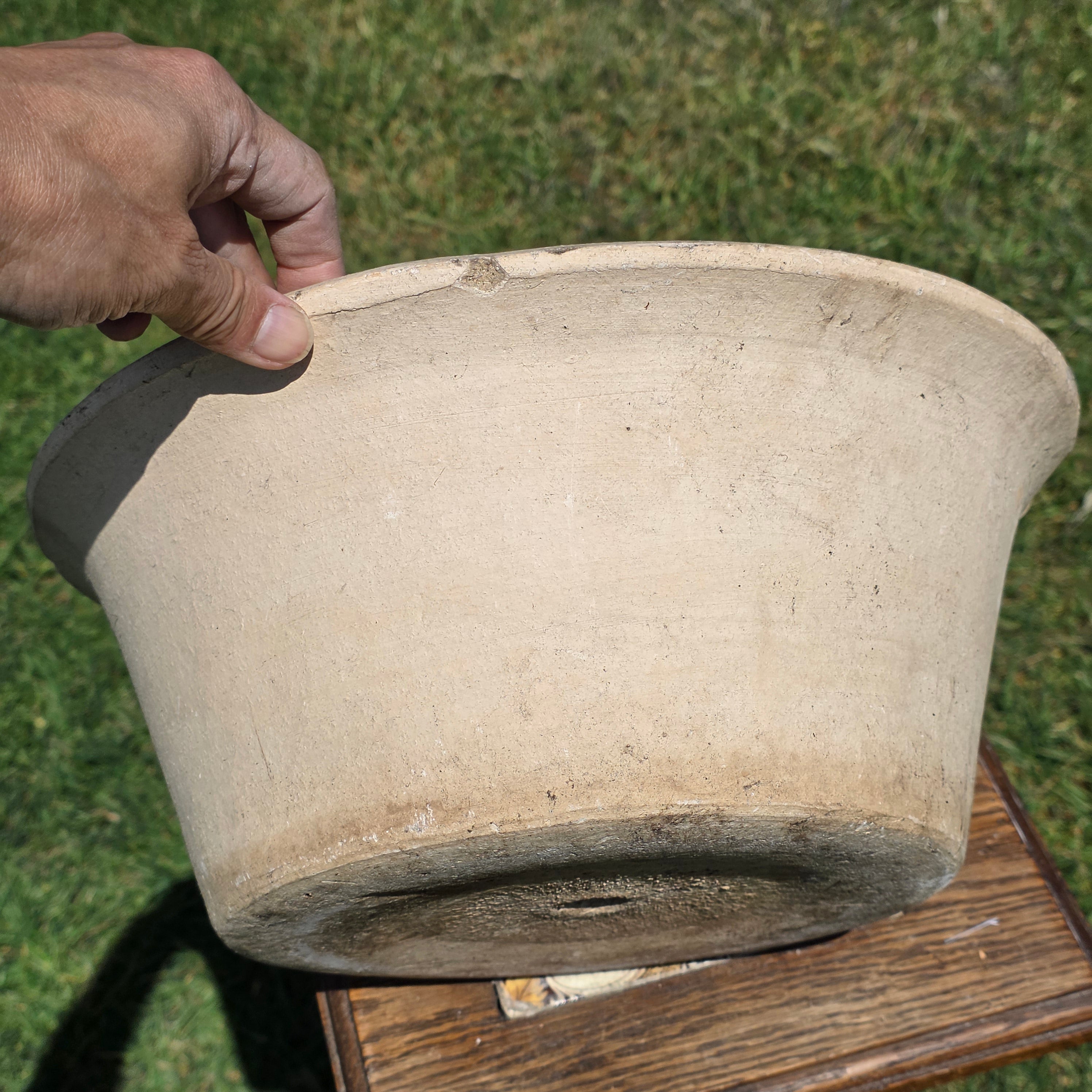 Vintage Italian Cast Stone Garden Planter Bowl 14" Heavy Shabby Chic
