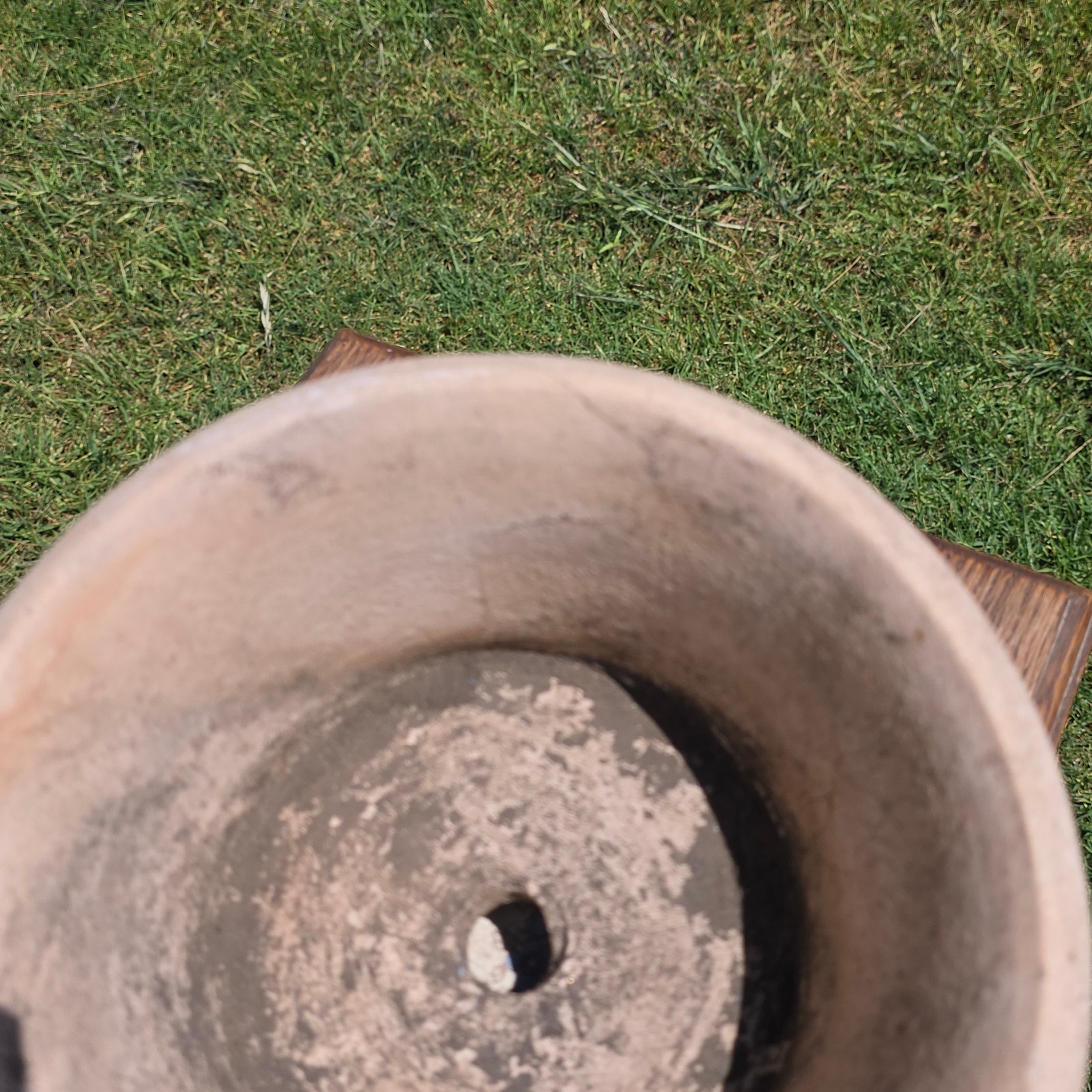 Small Vintage Italian Cast Stone Garden Planter Pot Bowl 9" Heavy Aged Italy MCM