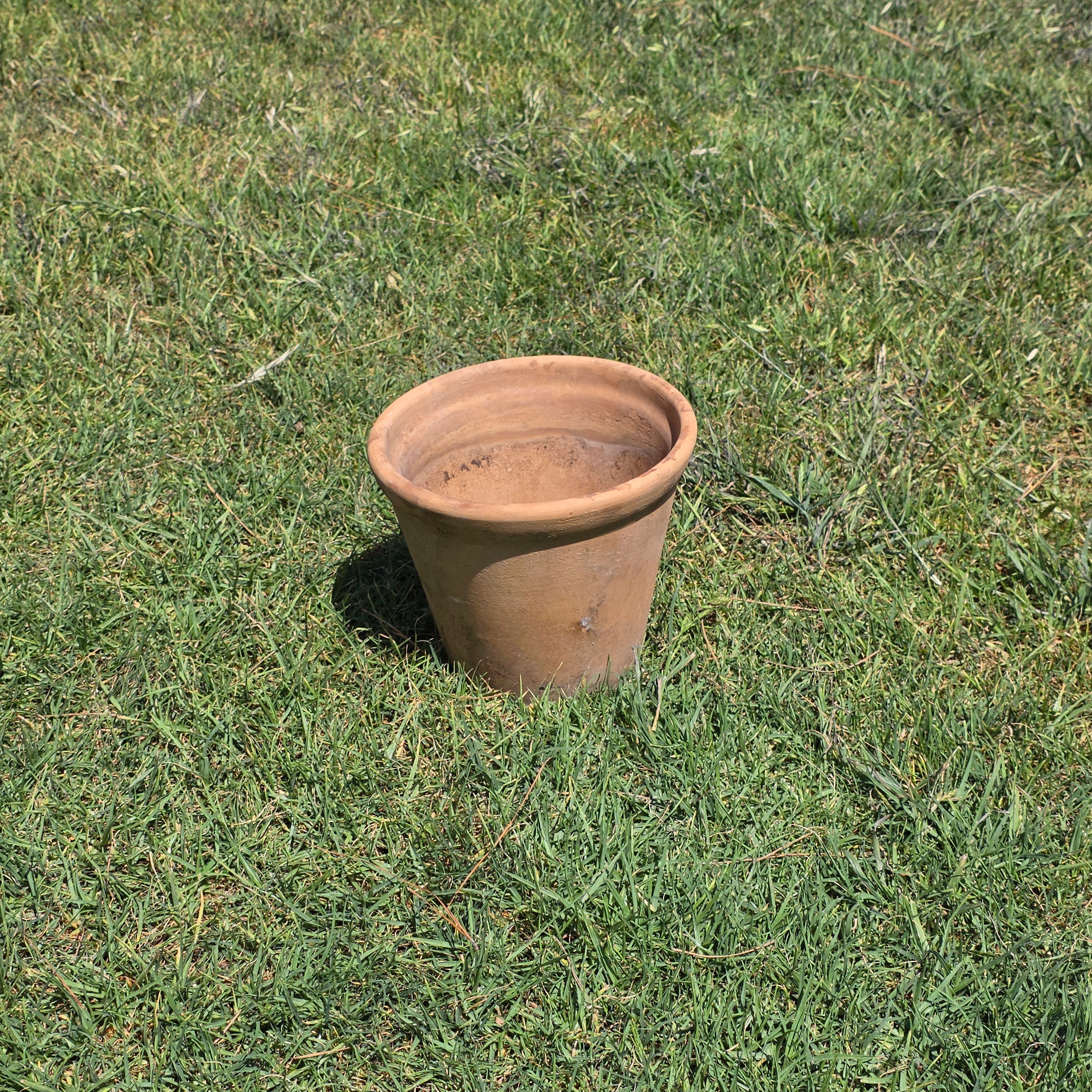 Vintage Italian Terracotta Planter Pot 10" Heavy Aged Patina Garden Italy Round