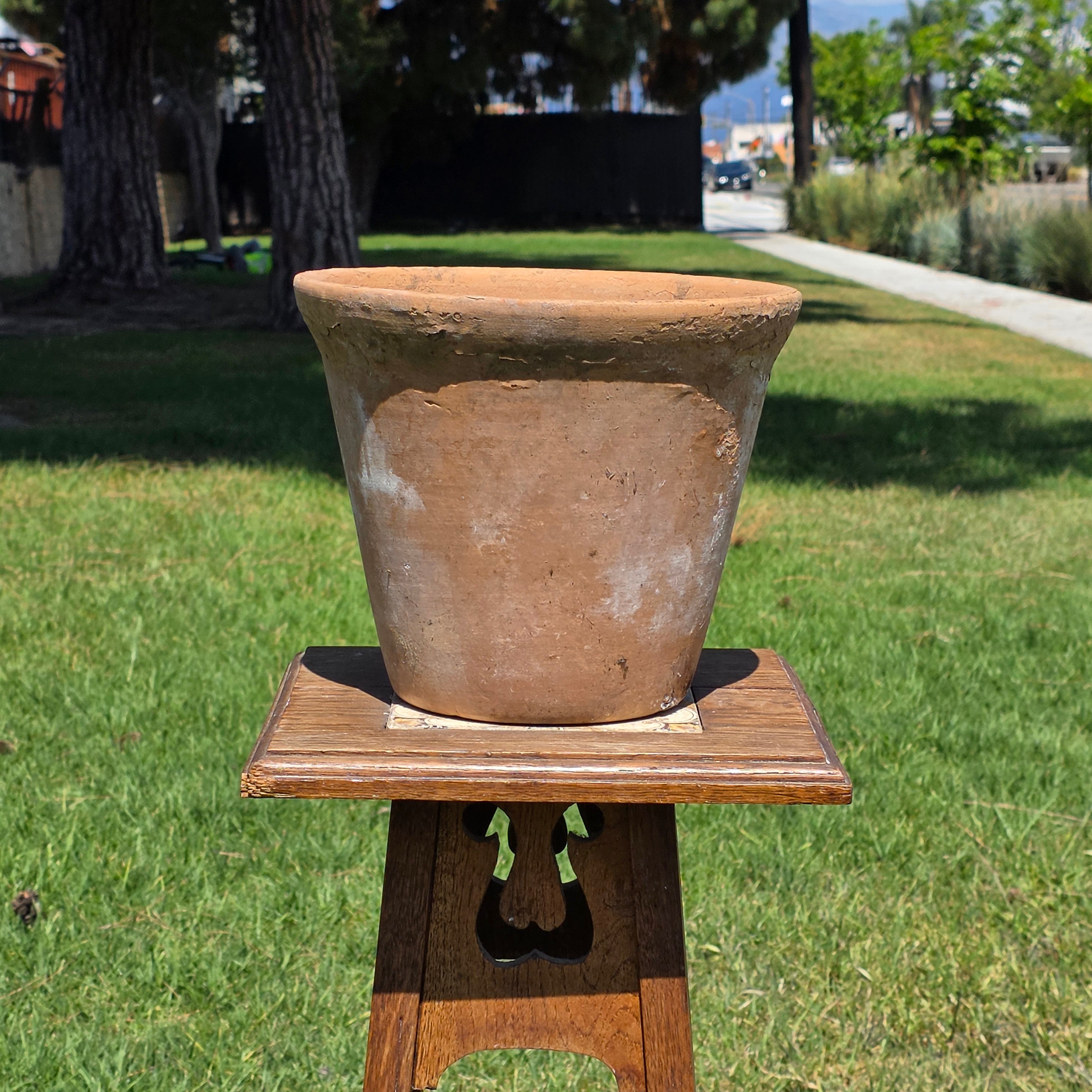Vintage Italian Terracotta Planter Pot 10" Heavy Weathered Patina Italy Garden