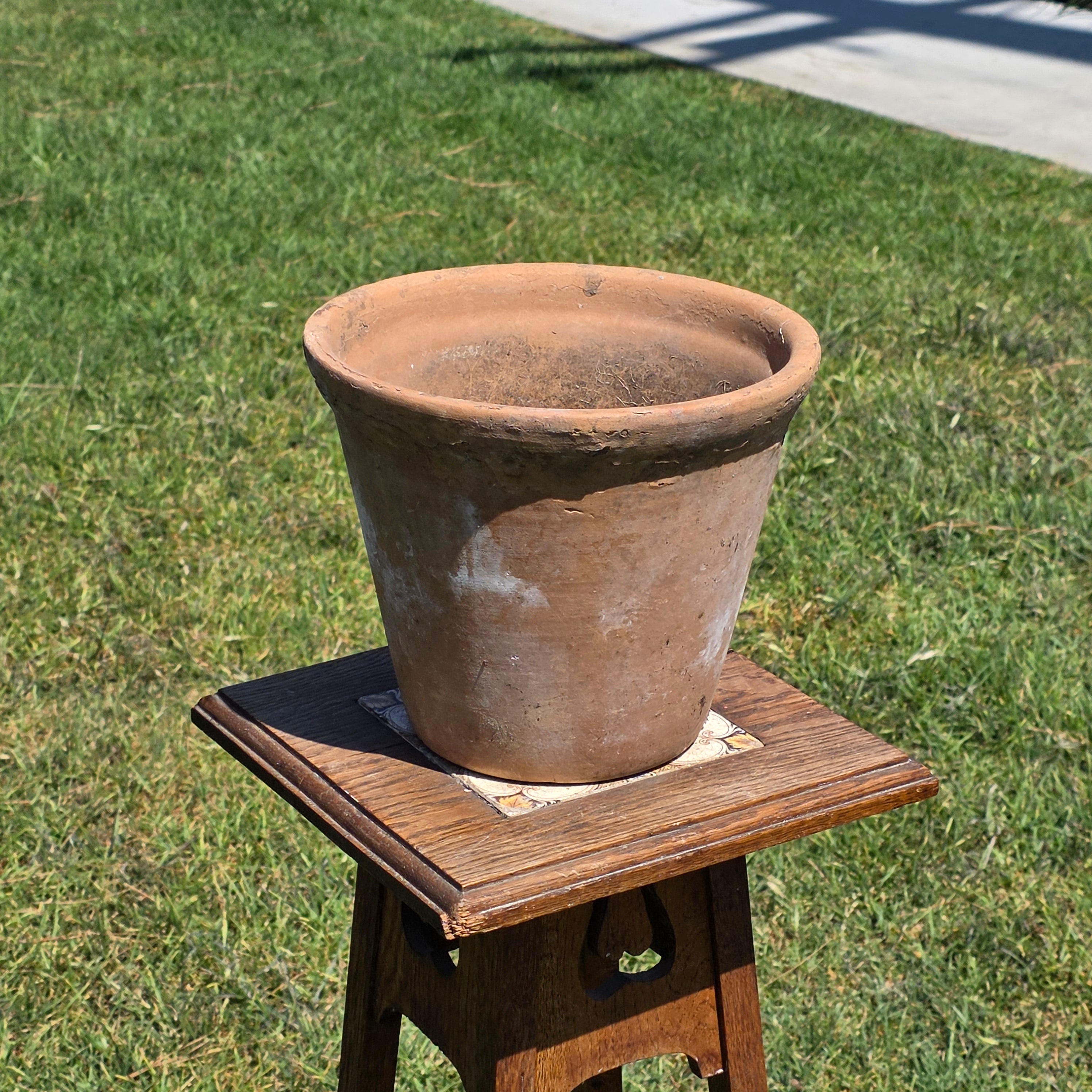 Vintage Italian Terracotta Planter Pot 10" Heavy Weathered Patina Italy Garden