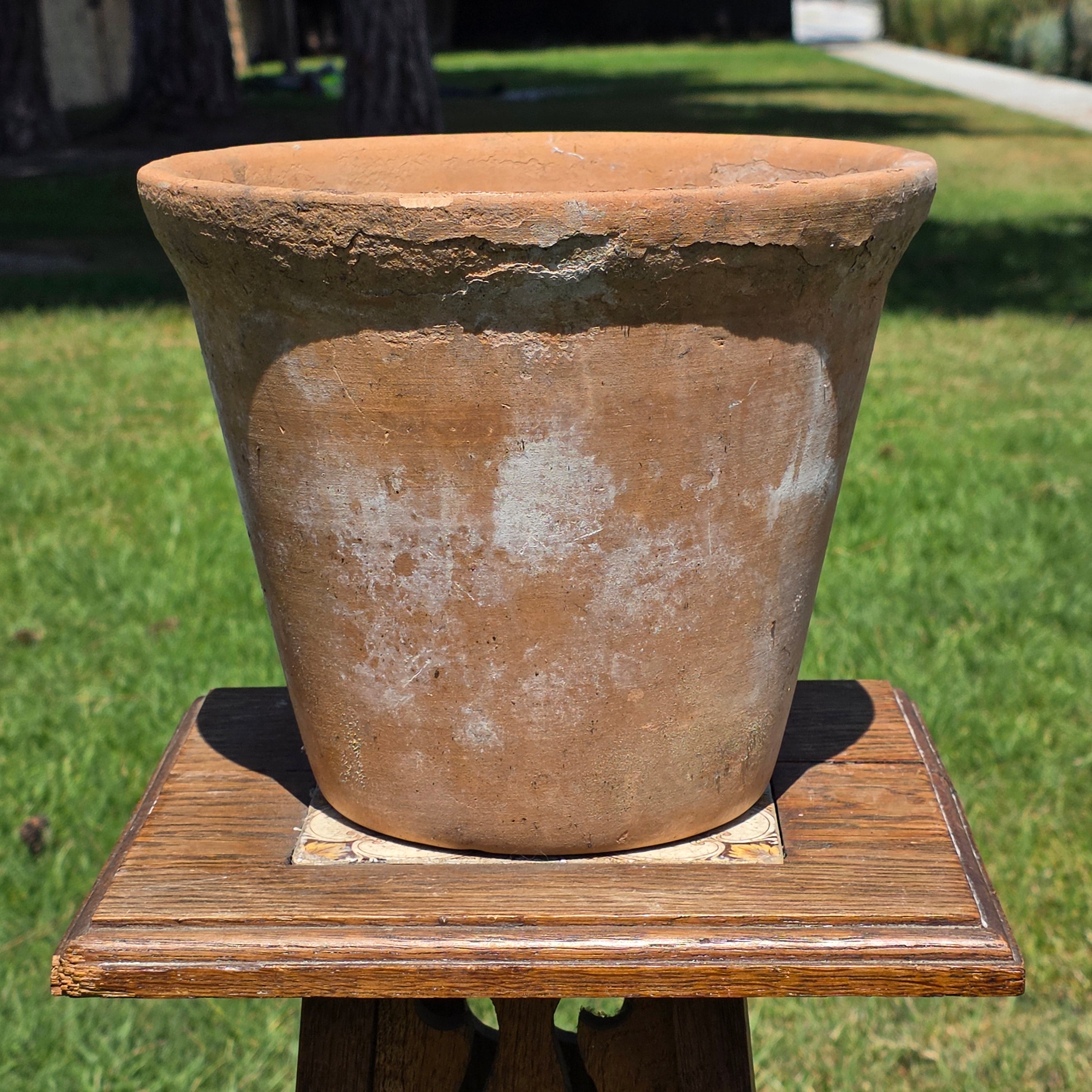 Vintage Italian Terracotta Planter Pot 10" Heavy Weathered Patina Italy Garden