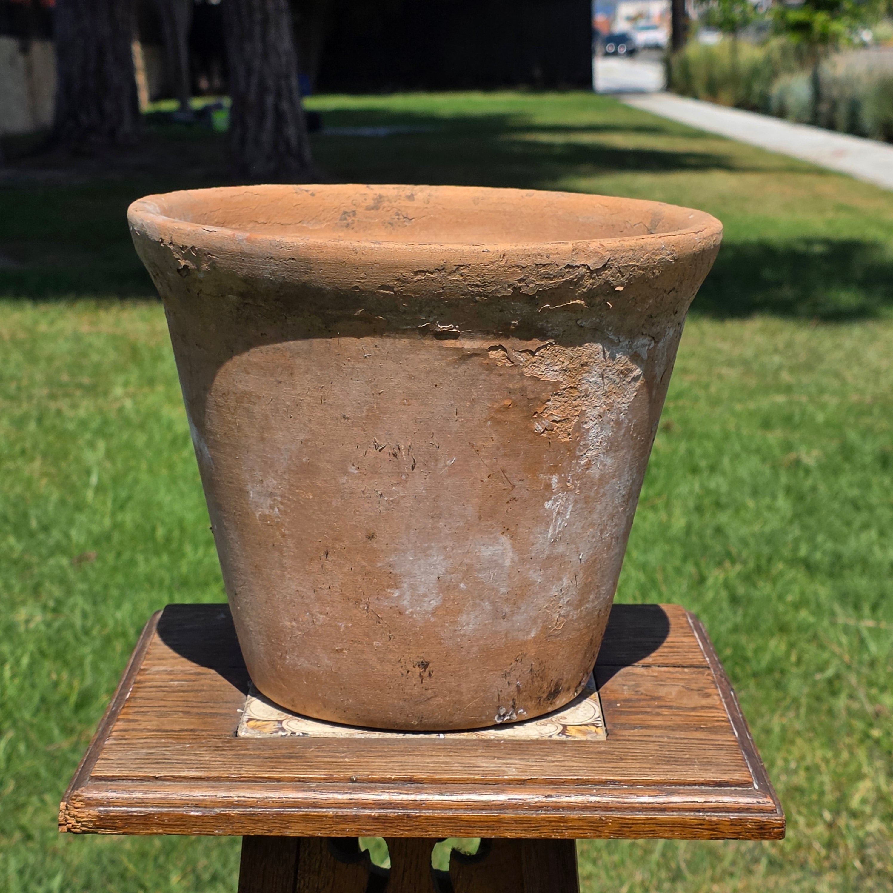 Vintage Italian Terracotta Planter Pot 10" Heavy Weathered Patina Italy Garden