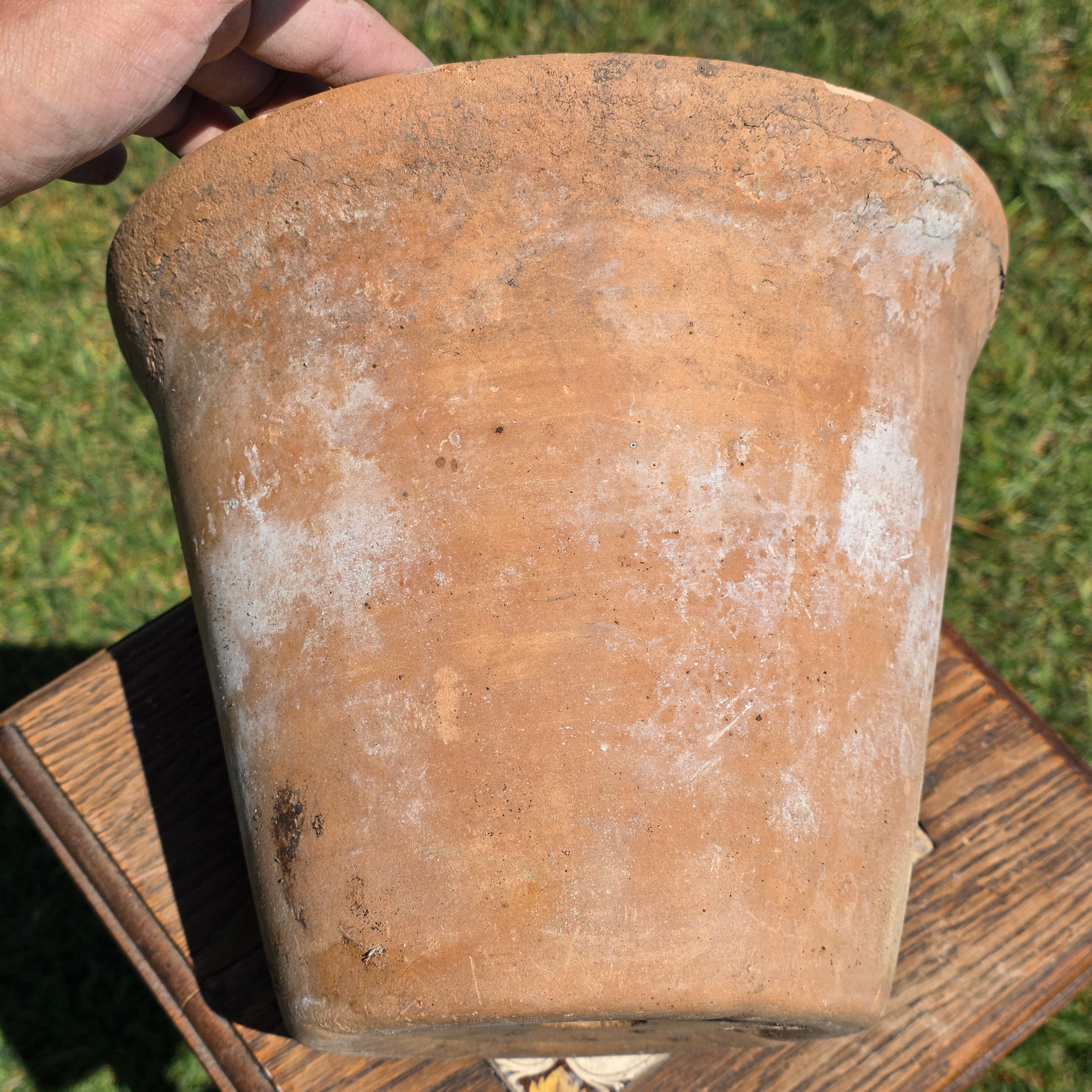 Vintage Italian Terracotta Planter Pot 10" Heavy Weathered Patina Italy Garden