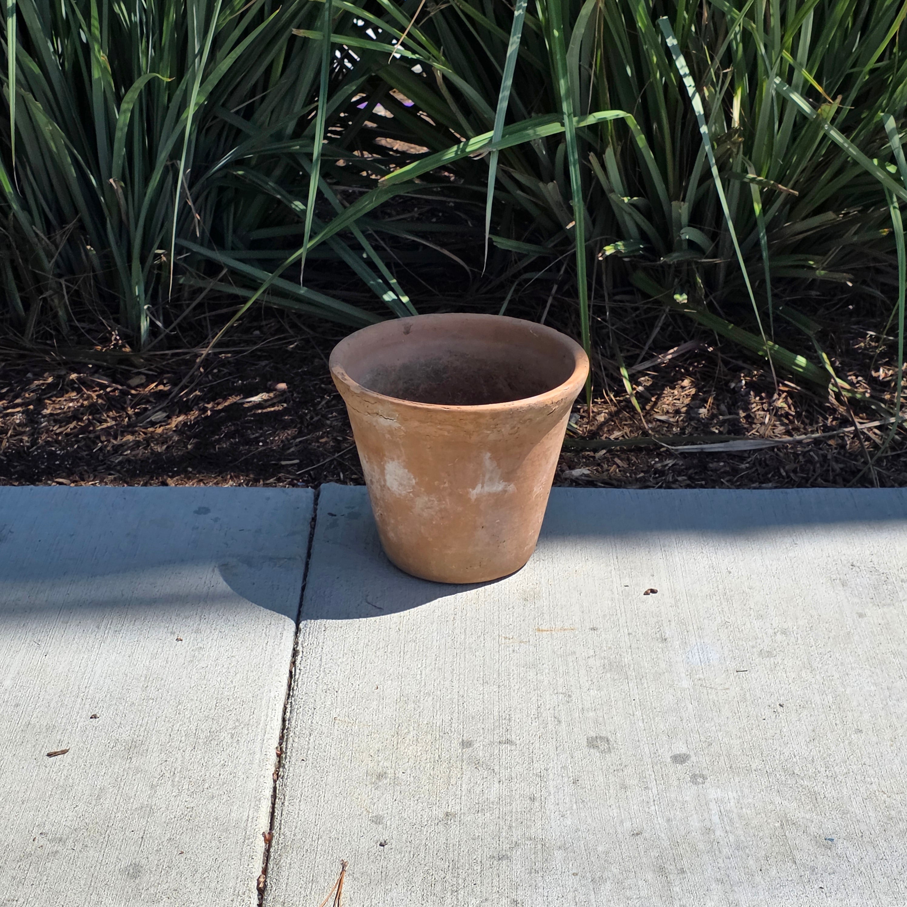 Vintage Italian Terracotta Planter Pot 10" Heavy Weathered Patina Italy Garden