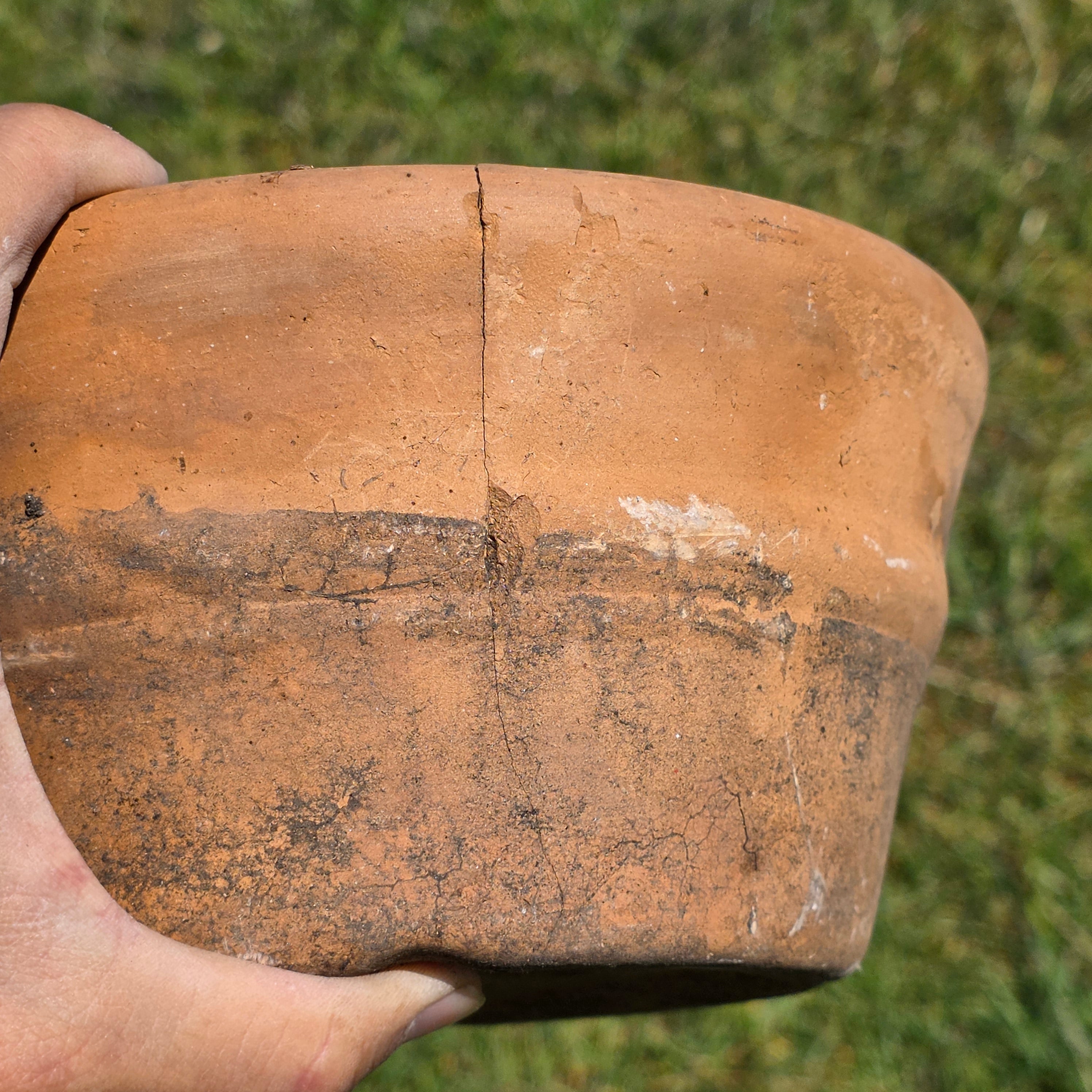 Vintage Italian Terracotta Planter Pot 7.5" Heavy Small Aged Patina