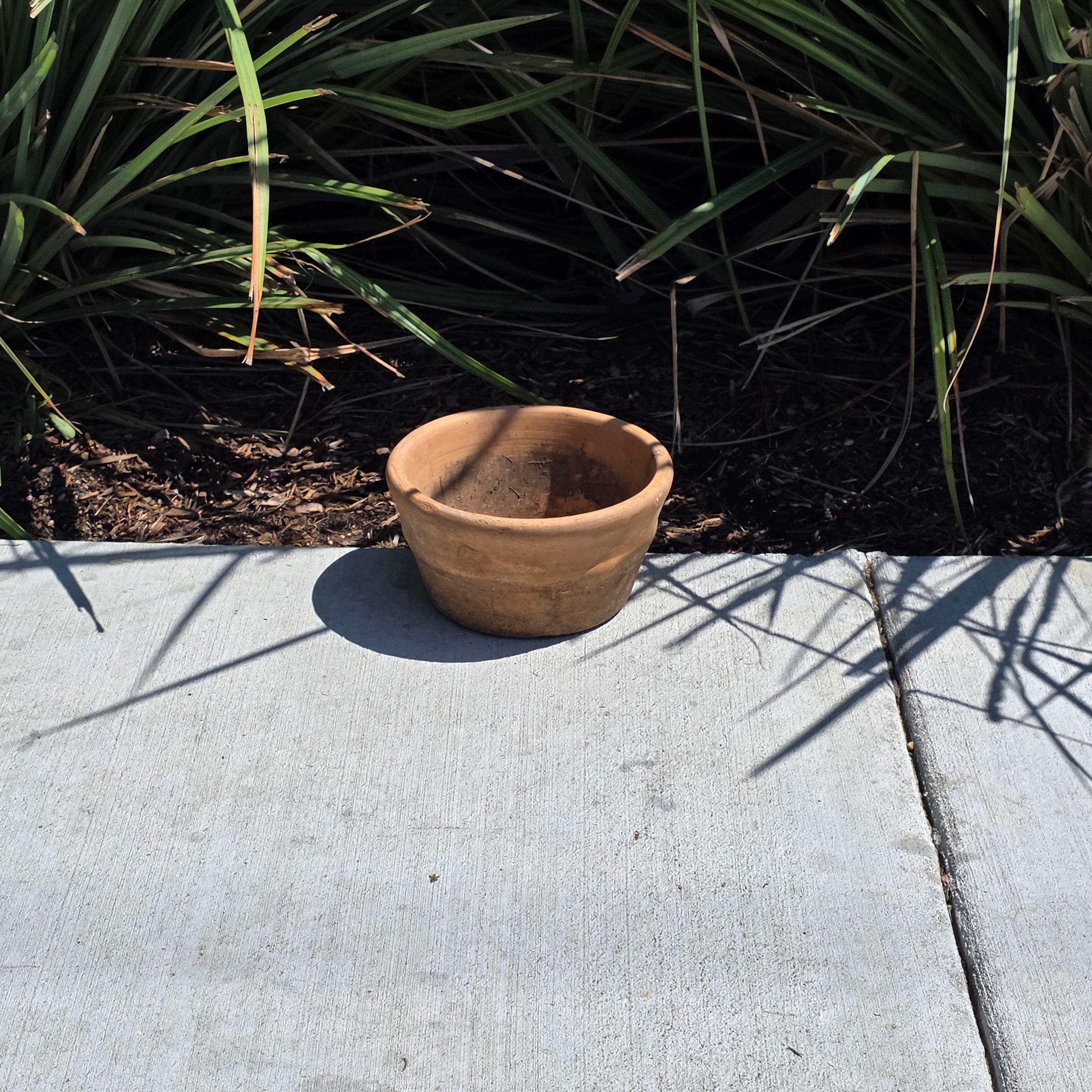 Vintage Italian Terracotta Planter Pot 7.5" Heavy Small Aged Patina