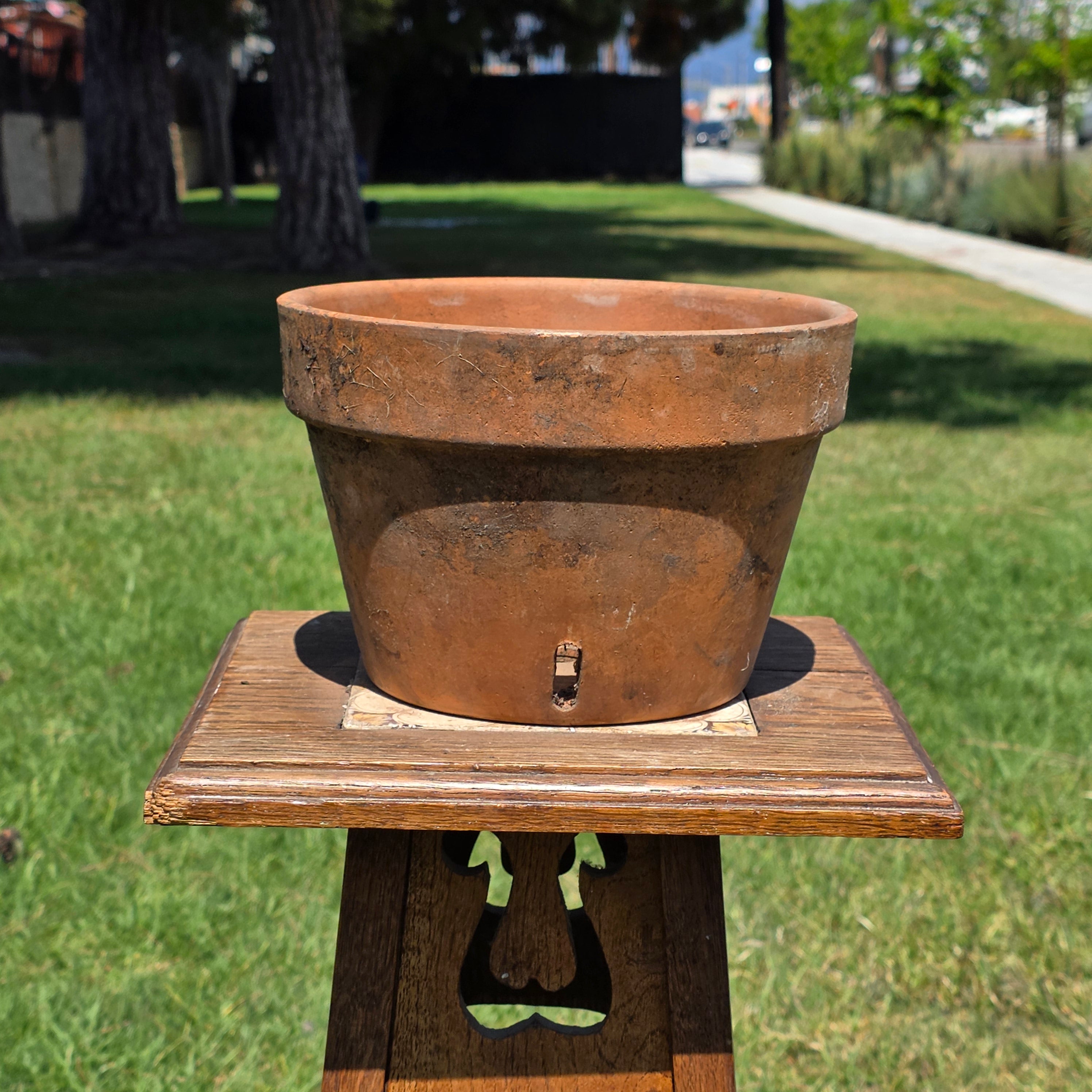 Vintage Italian Terracotta Orchid Pot 9" Heavy Clay Planter Side Holes Aged