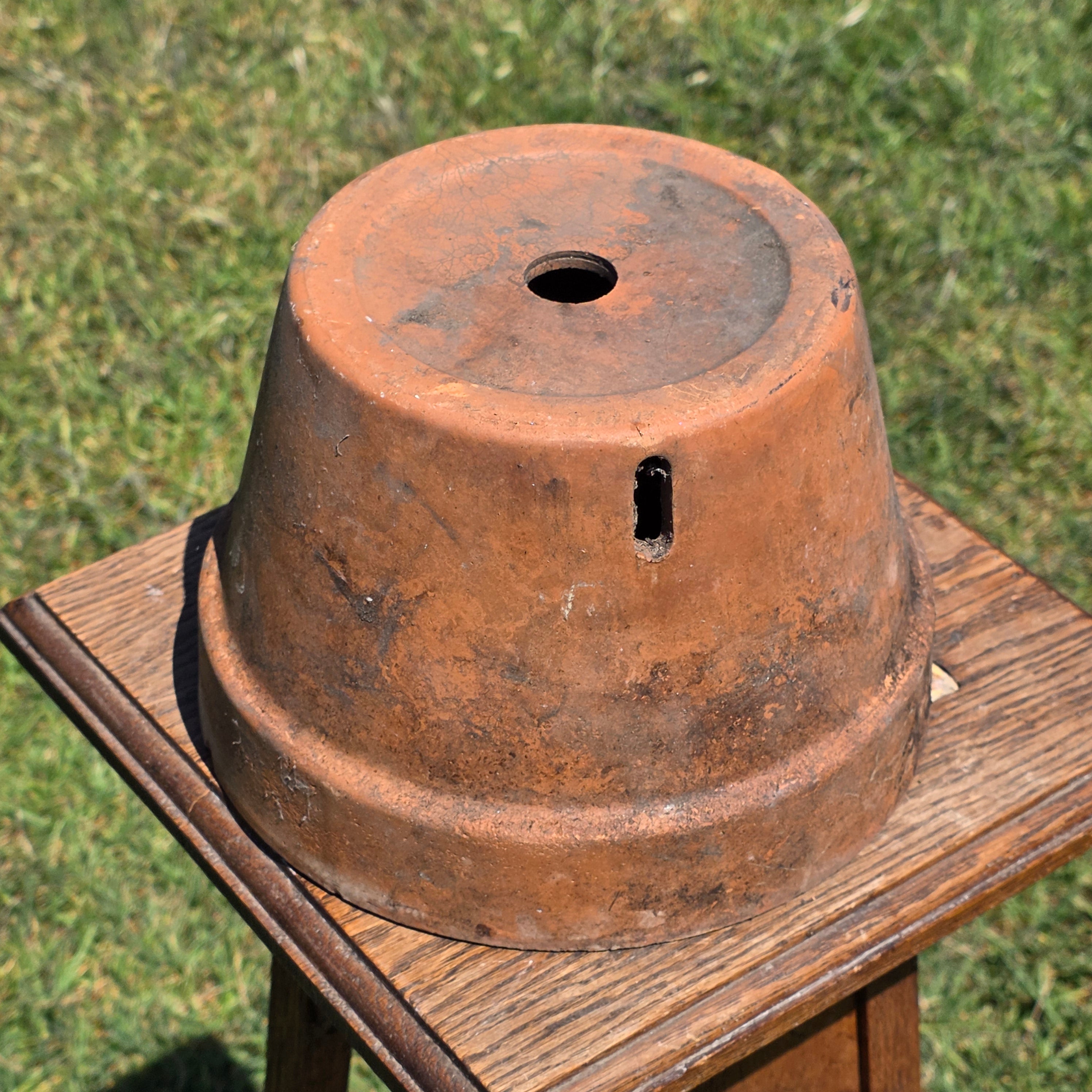 Vintage Italian Terracotta Orchid Pot 9" Heavy Clay Planter Side Holes Aged