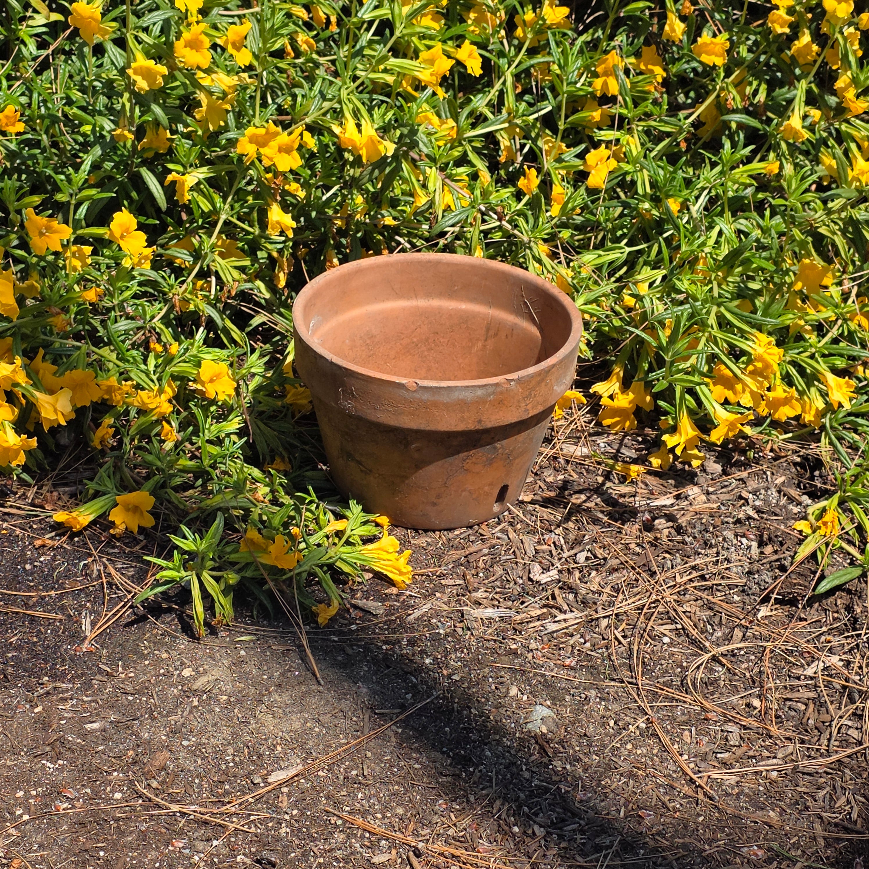 Vintage Italian Terracotta Orchid Pot 9" Heavy Clay Planter Side Holes Aged