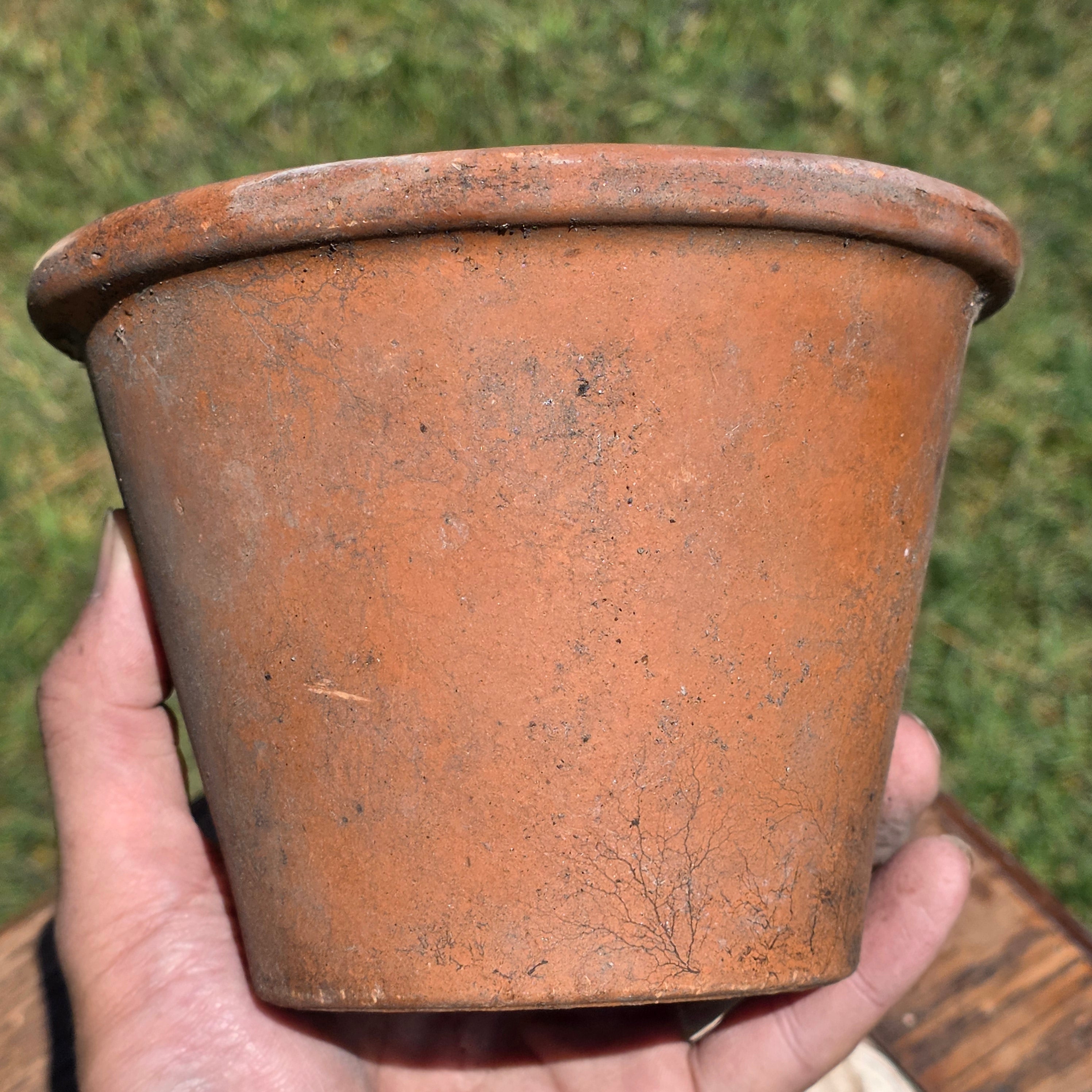 Vintage Deroma Italy Terracotta Planter Pot 6" Aged Patina Garden Italian Clay