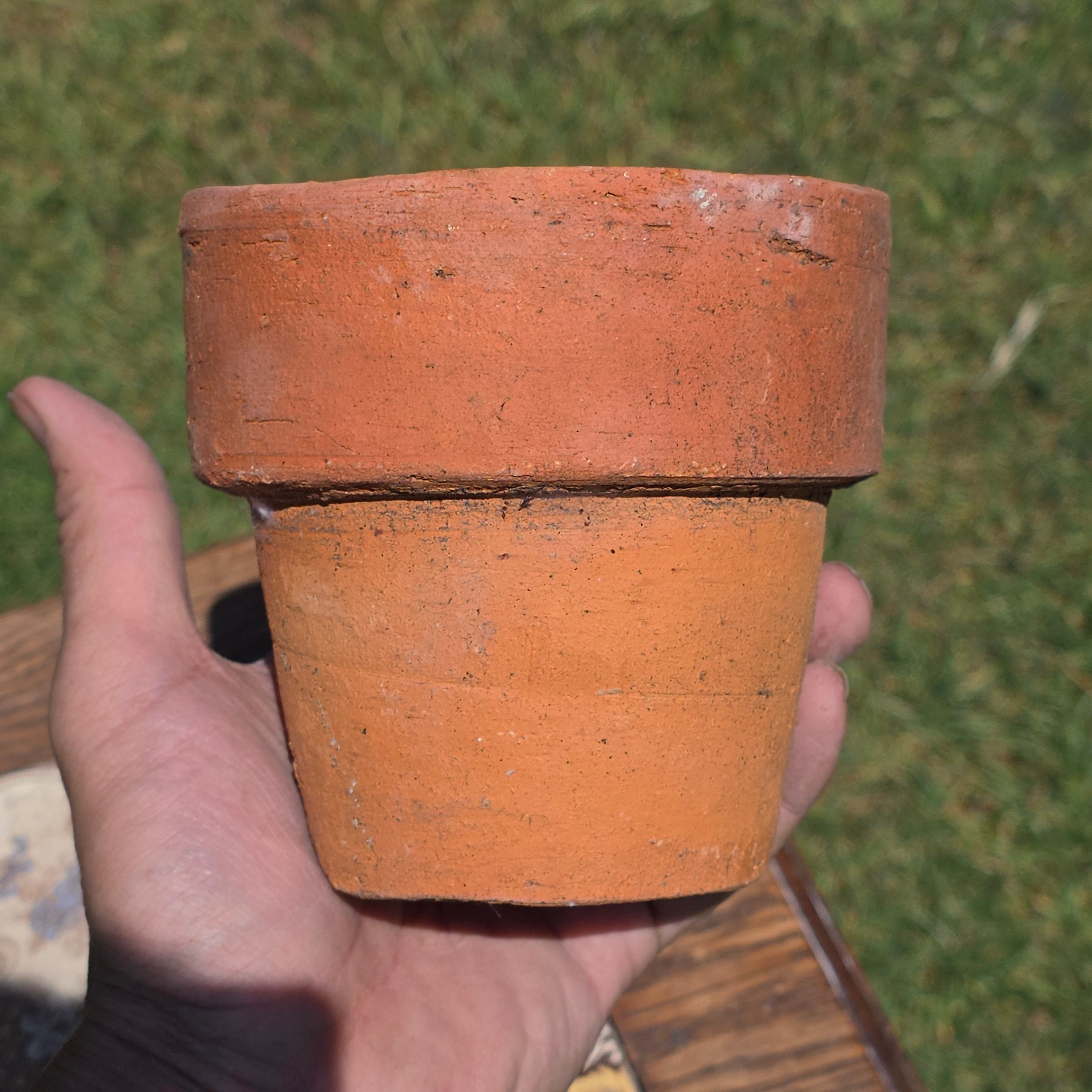 Vintage Italian Terracotta Planter Pot High Fired Heavy Clay 4.5" Garden Italy