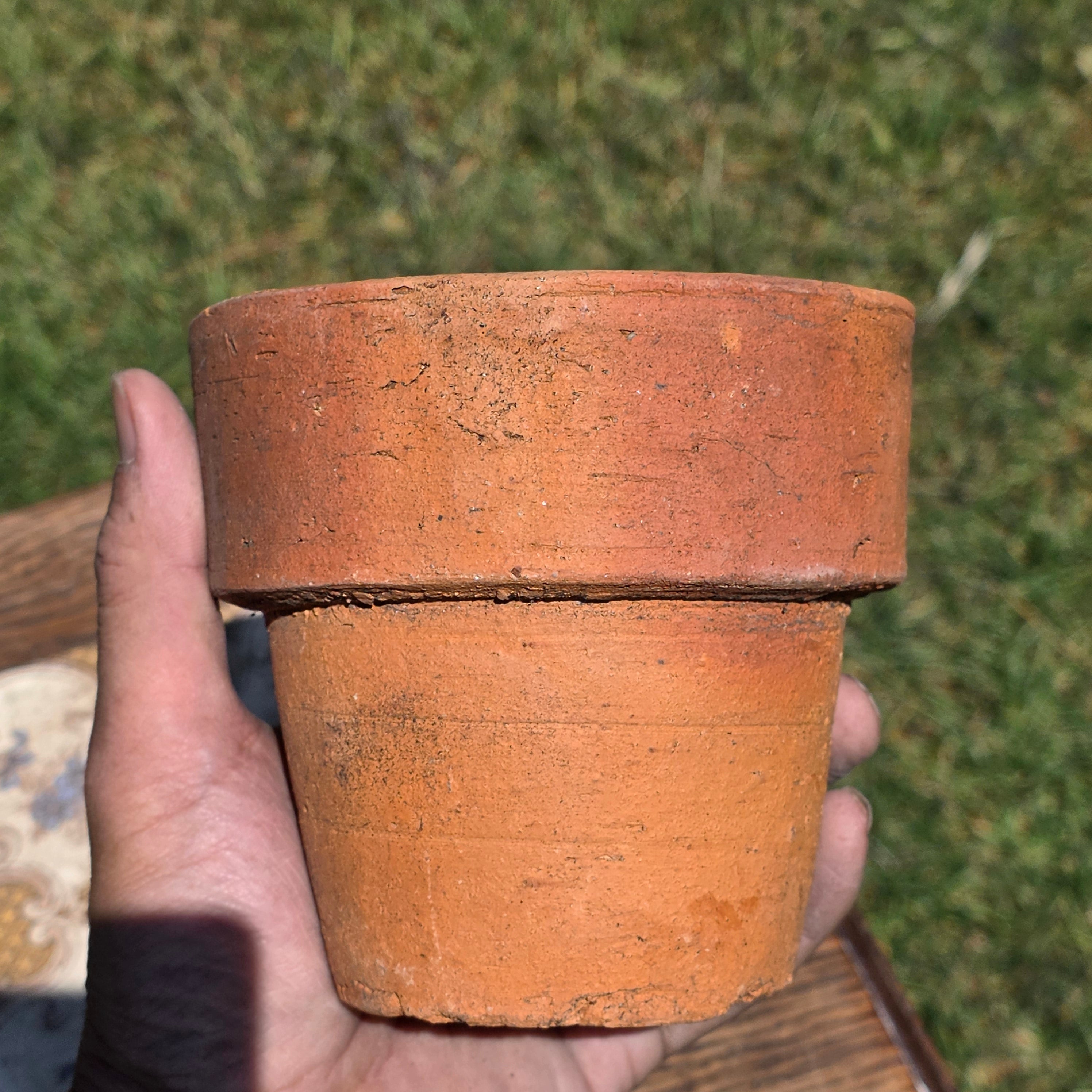 Vintage Italian Terracotta Planter Pot High Fired Heavy Clay 4.5" Garden Italy