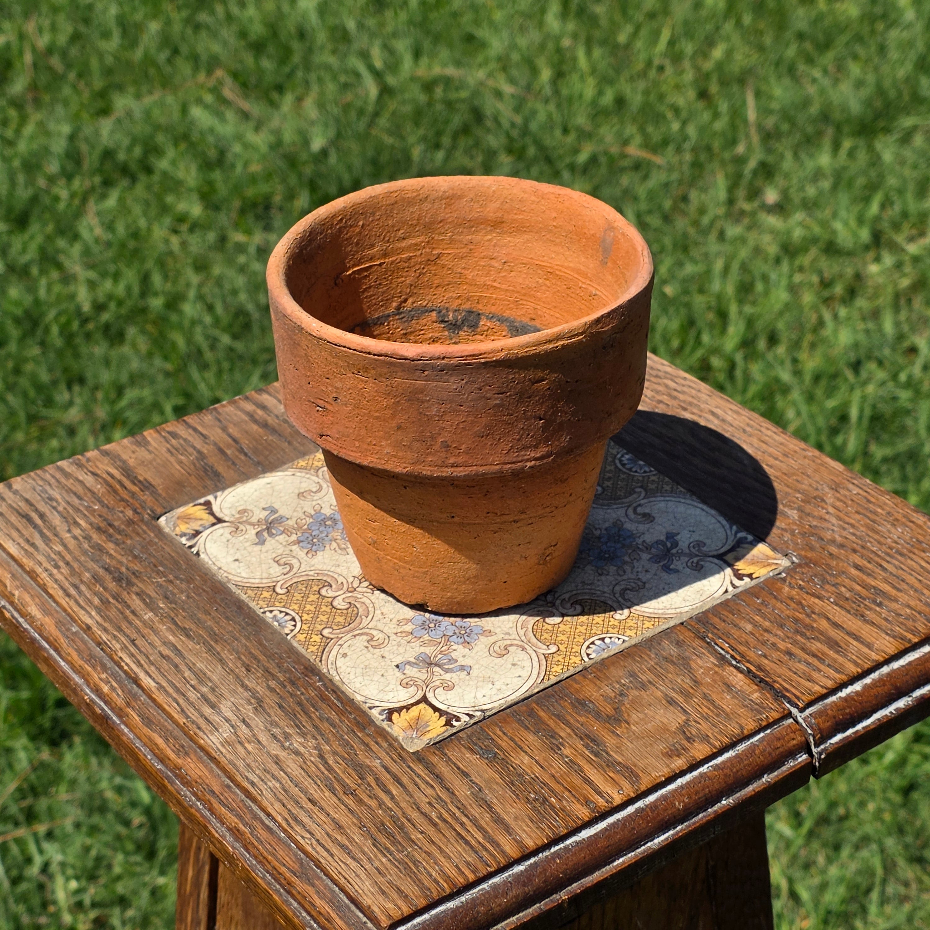Vintage Italian Terracotta Planter Pot High Fired Heavy Clay 4.5" Garden Italy