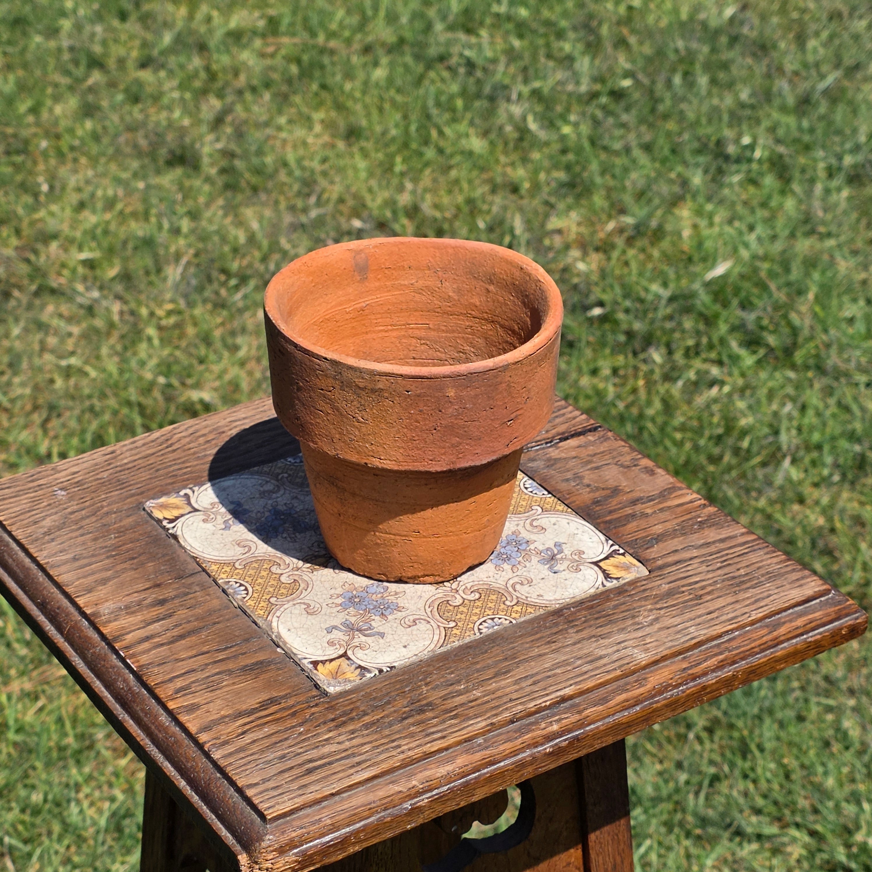 Vintage Italian Terracotta Planter Pot High Fired Heavy Clay 4.5" Garden Italy