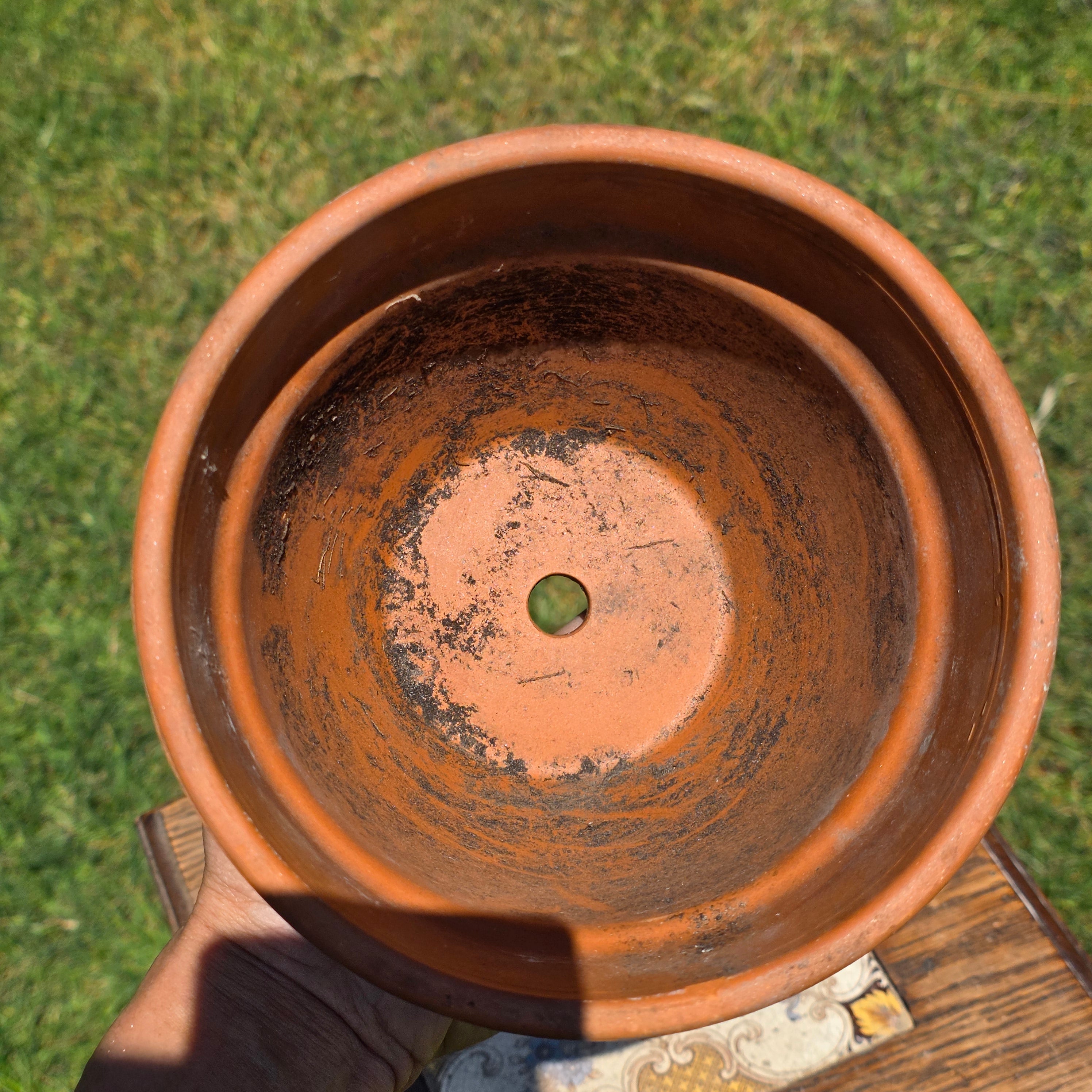 Vintage Italian Terracotta Planter Pot EV 16 Made in Italy 6.5" Aged Patina