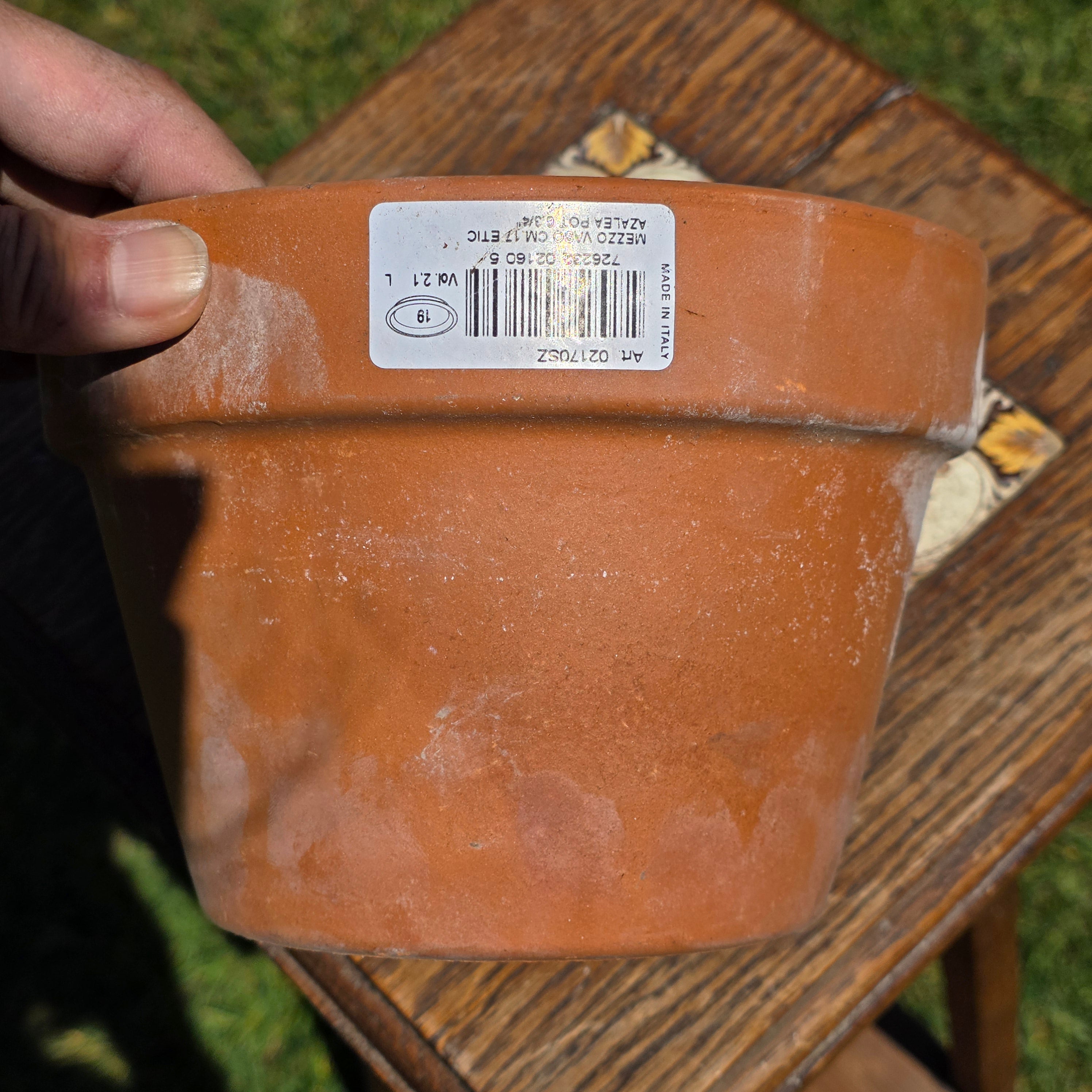 Vintage Italian Terracotta Azalea Pot Mezzo Vaso 7" Made in Italy Planter Garden