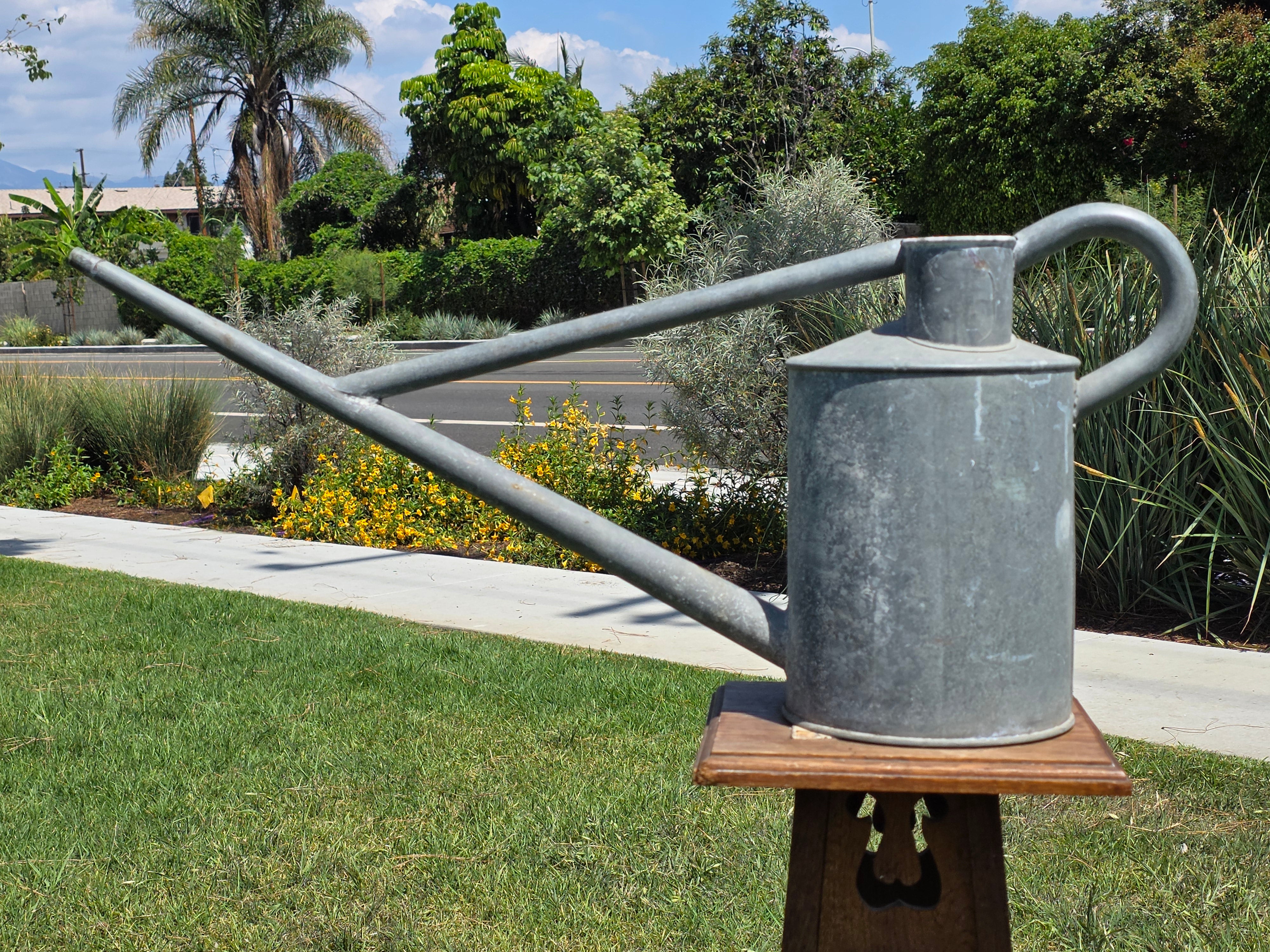 Vintage Haws Long Reach Watering Can Galvanized Steel 2 Gal England Garden