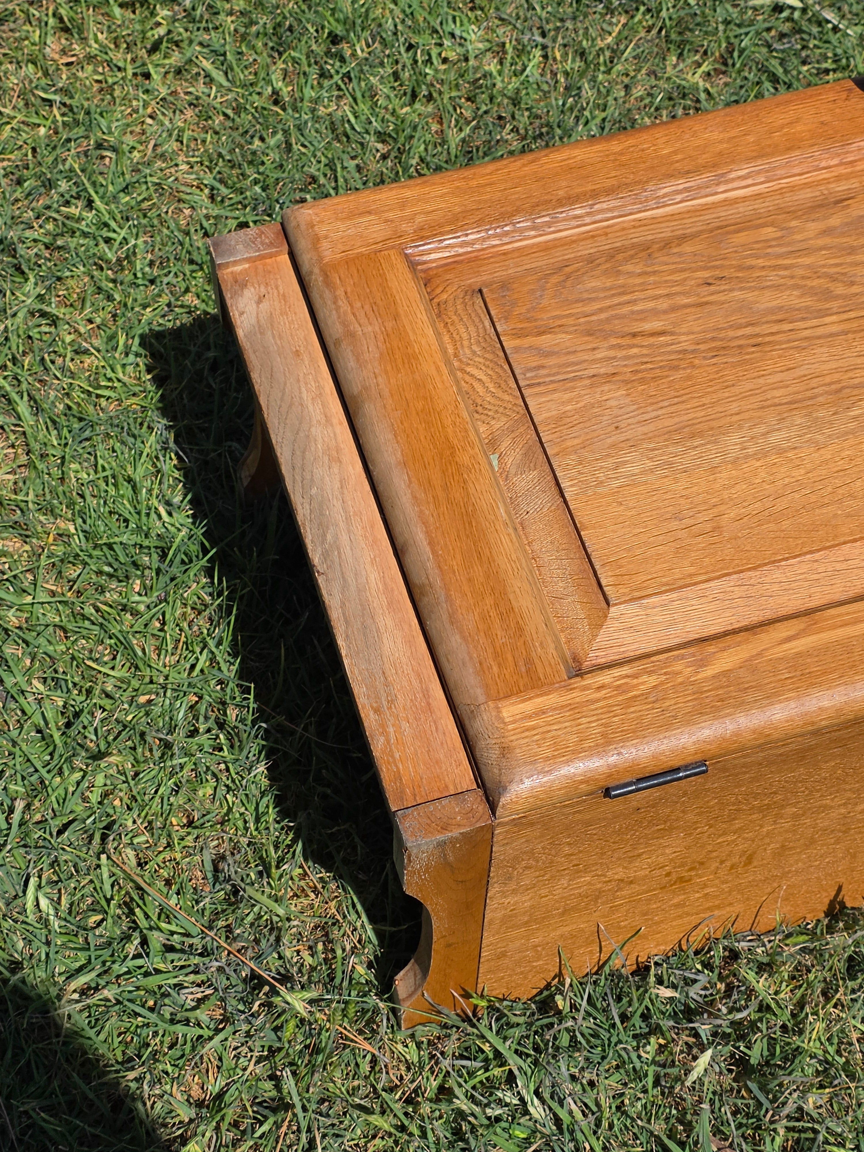 Vintage Oak Wood Trash Can Cabinet Kitchen Waste Bin Holder Country Farmhouse