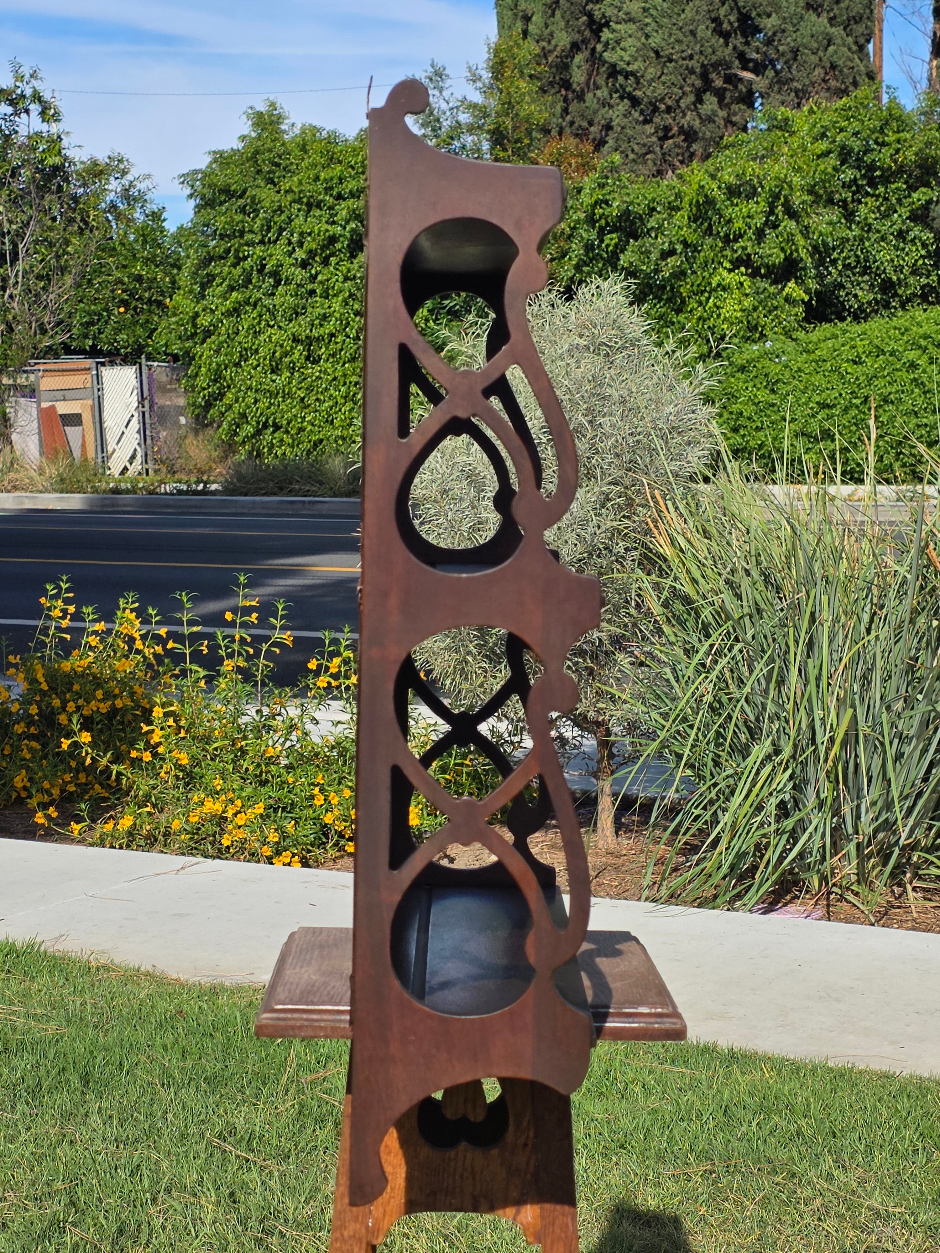 Vintage Mirrored Wall Shelf Fretwork 3 Tier Display Rack Plate Groove Mahogany