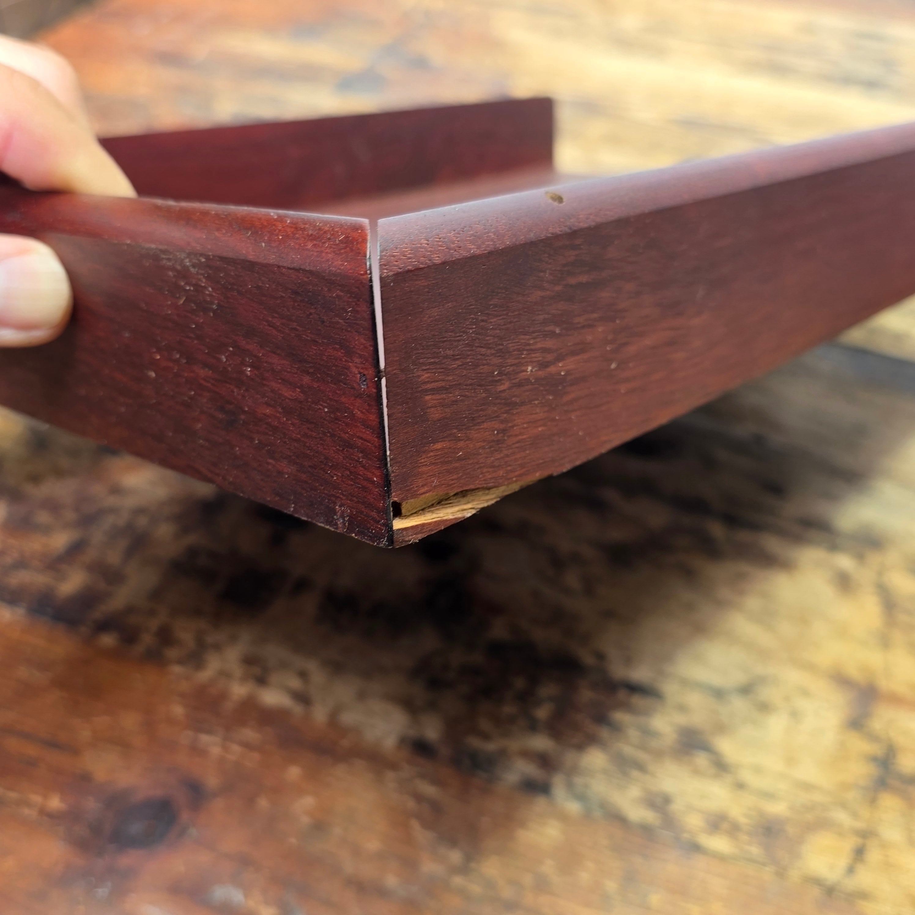 Vintage Carver Wood Products Desk Letter Tray Cherry Oak MCM 2 Tier Damage USA