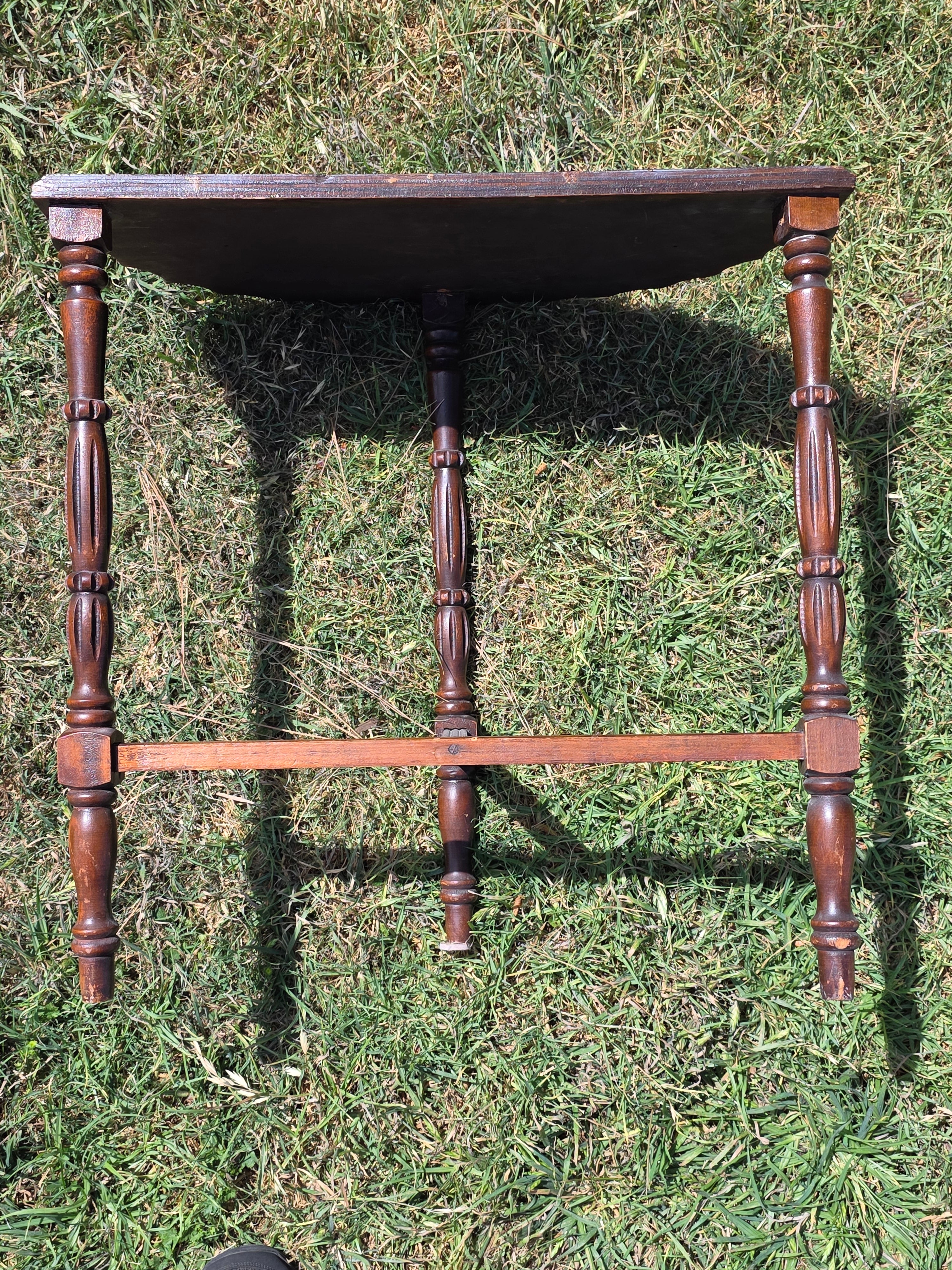 Vintage Half Moon Table Art Deco Plant Stand Reverse Veneer Damage Need Repair