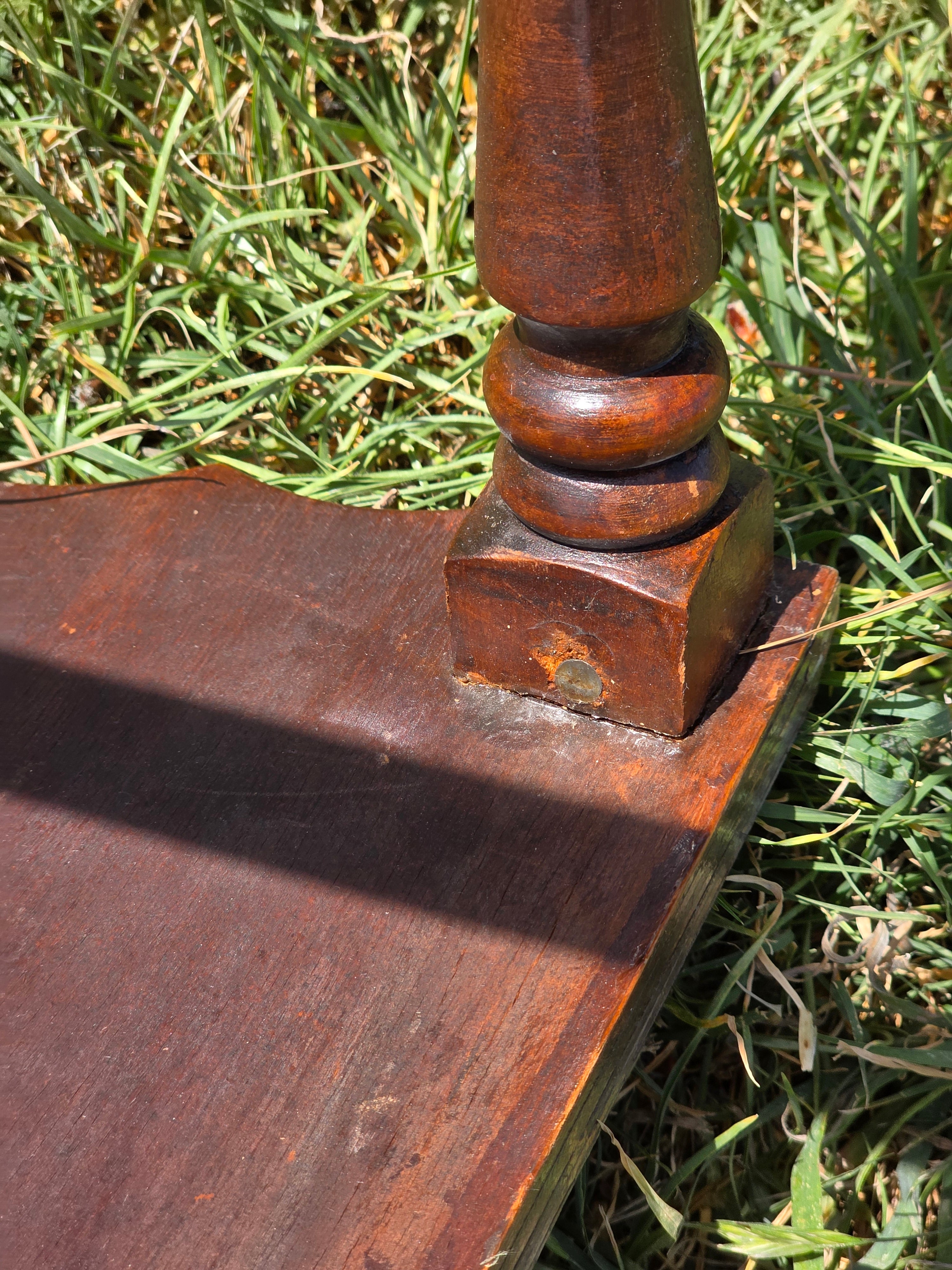 Vintage Half Moon Table Art Deco Plant Stand Reverse Veneer Damage Need Repair
