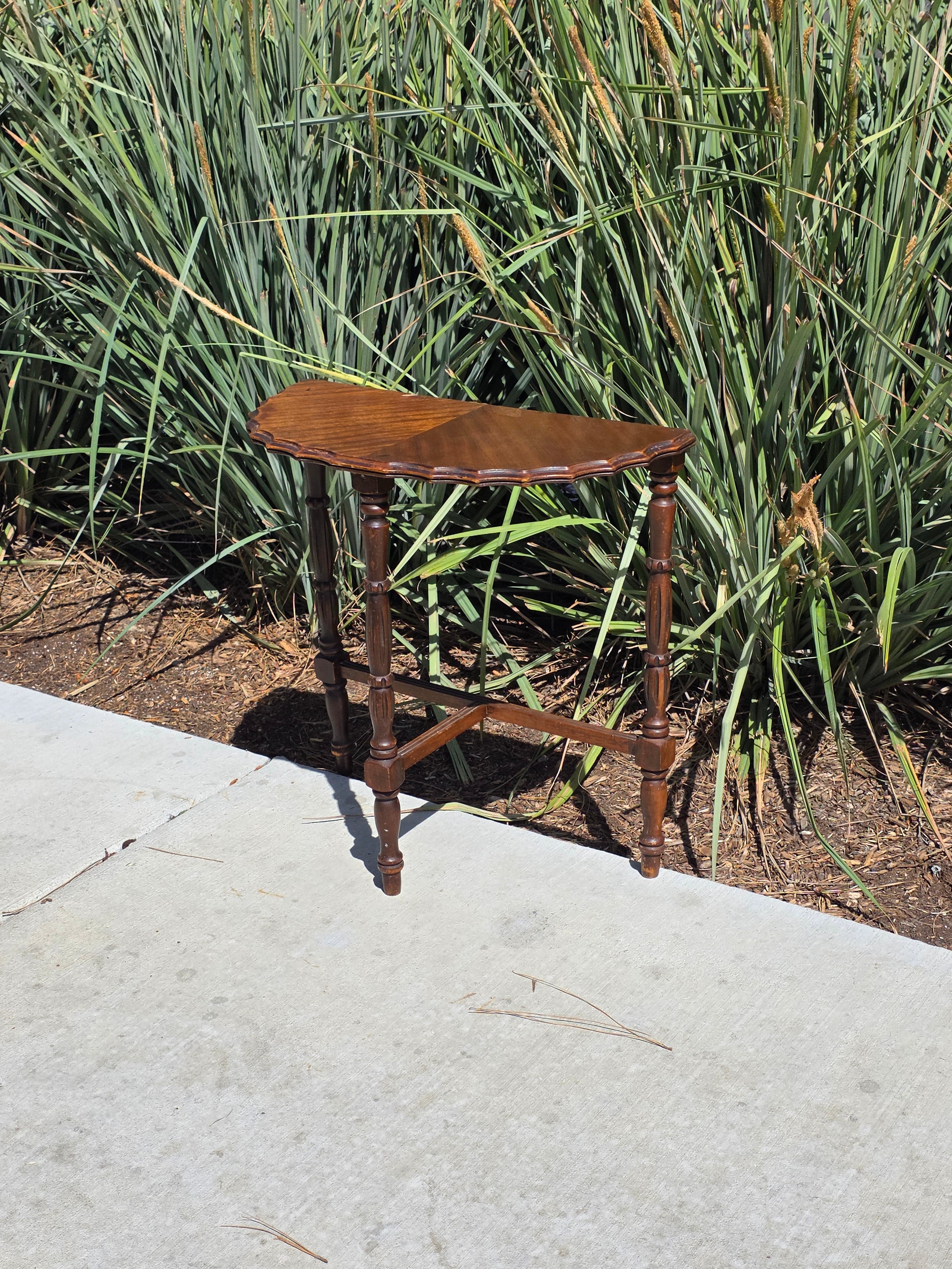 Vintage Half Moon Table Art Deco Plant Stand Reverse Veneer Damage Need Repair