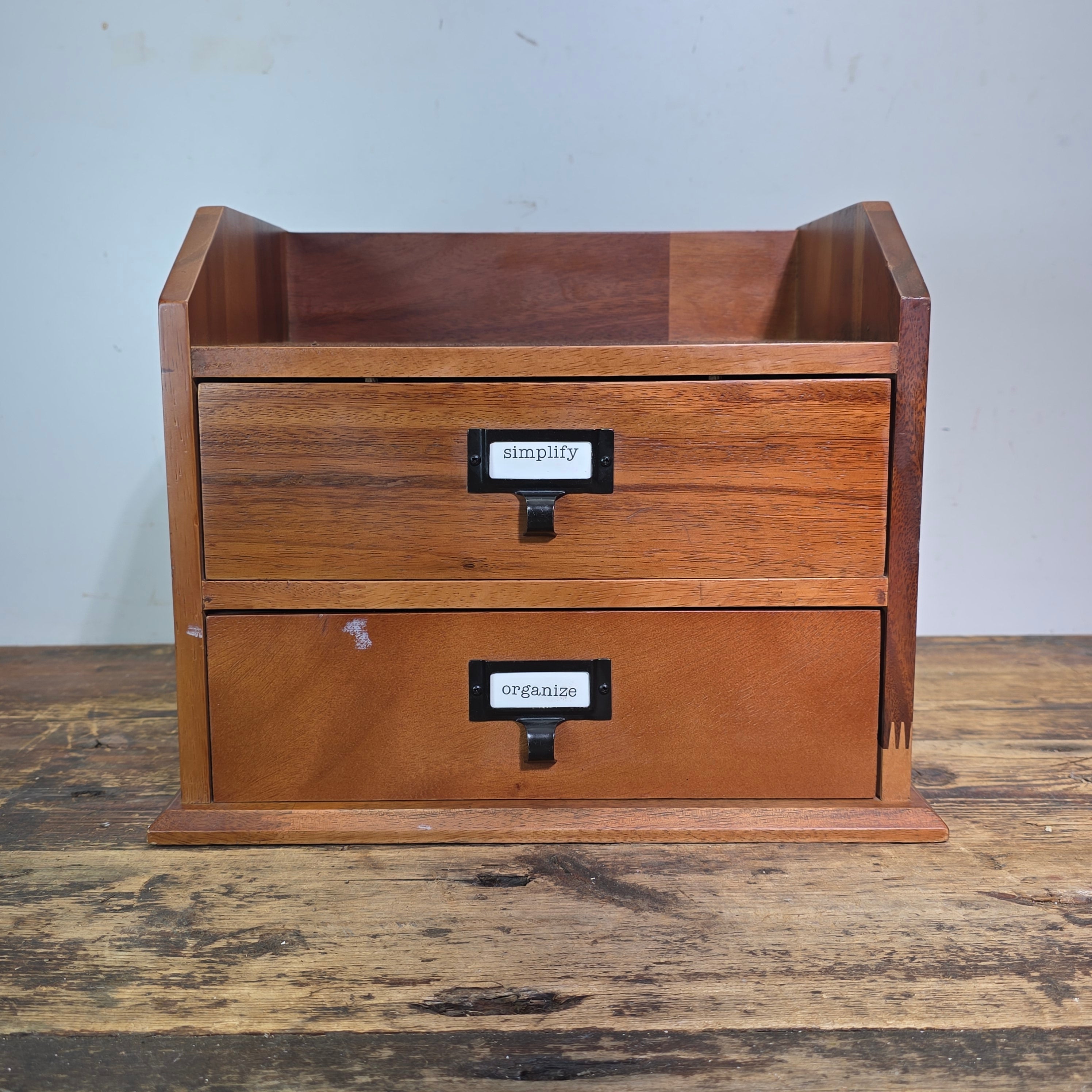 Vintage Drexel Heritage Wood Desktop Organizer 2 Drawer Apothecary Library Chest