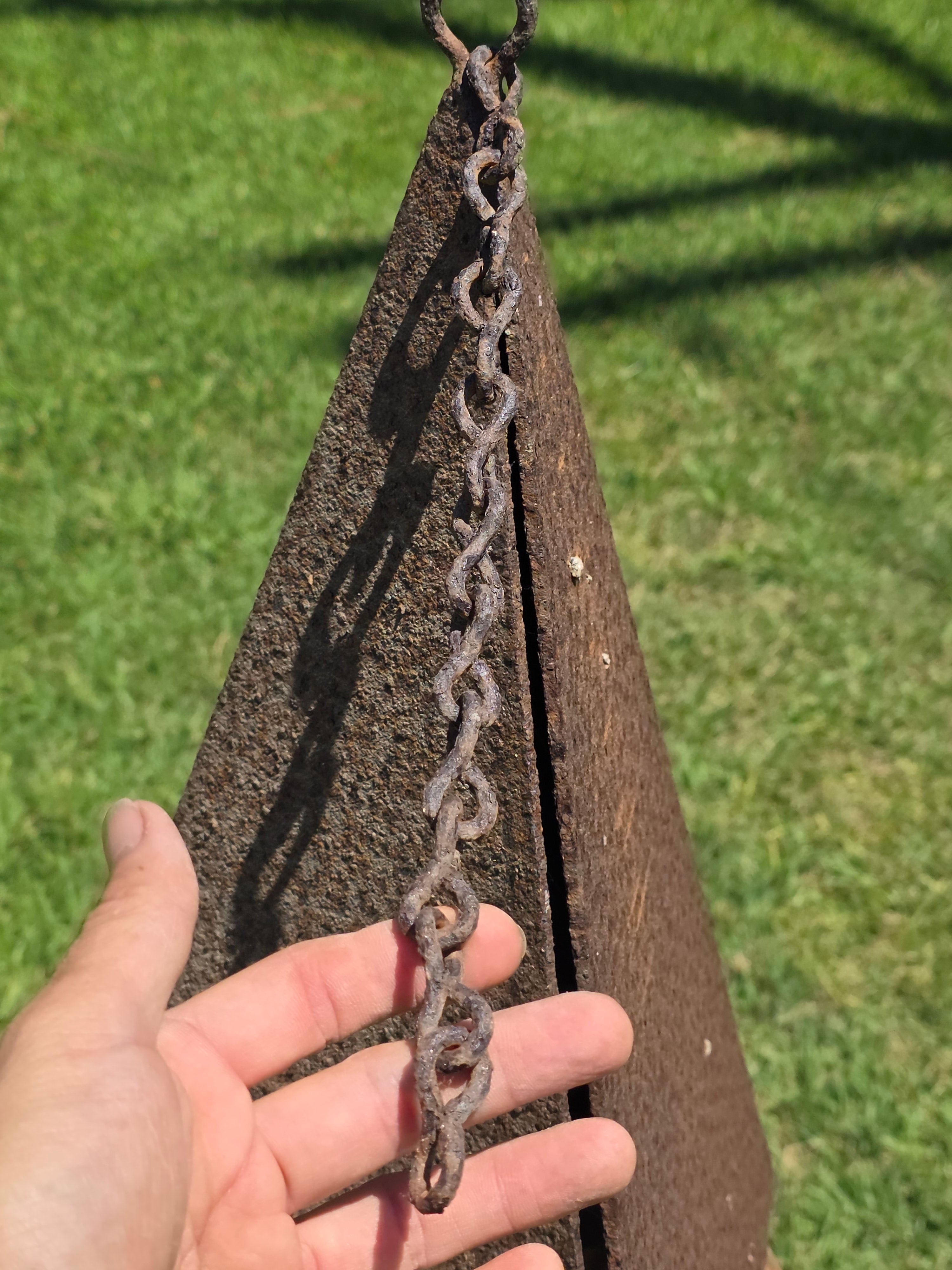 Vintage Joe Coniff Style Pyramid Metal Wind Bell Chime Rustic Garden Art 20"