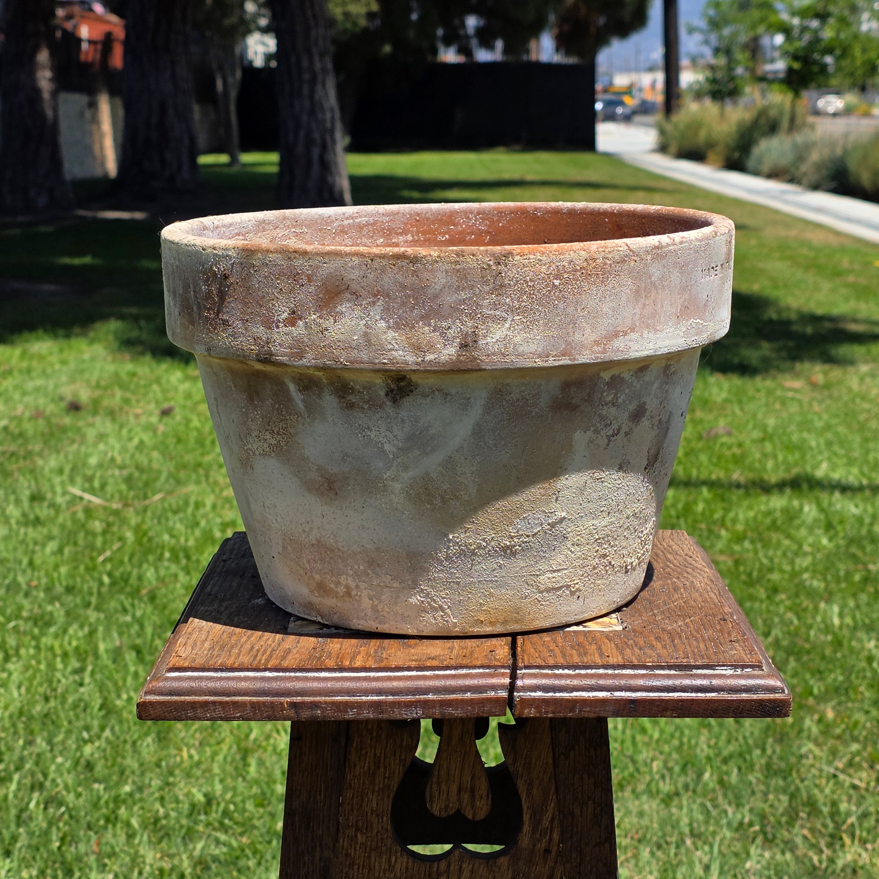 Vintage Made in Italy Terracotta Planter Pot 10.5" Patina Aged Garden Clay
