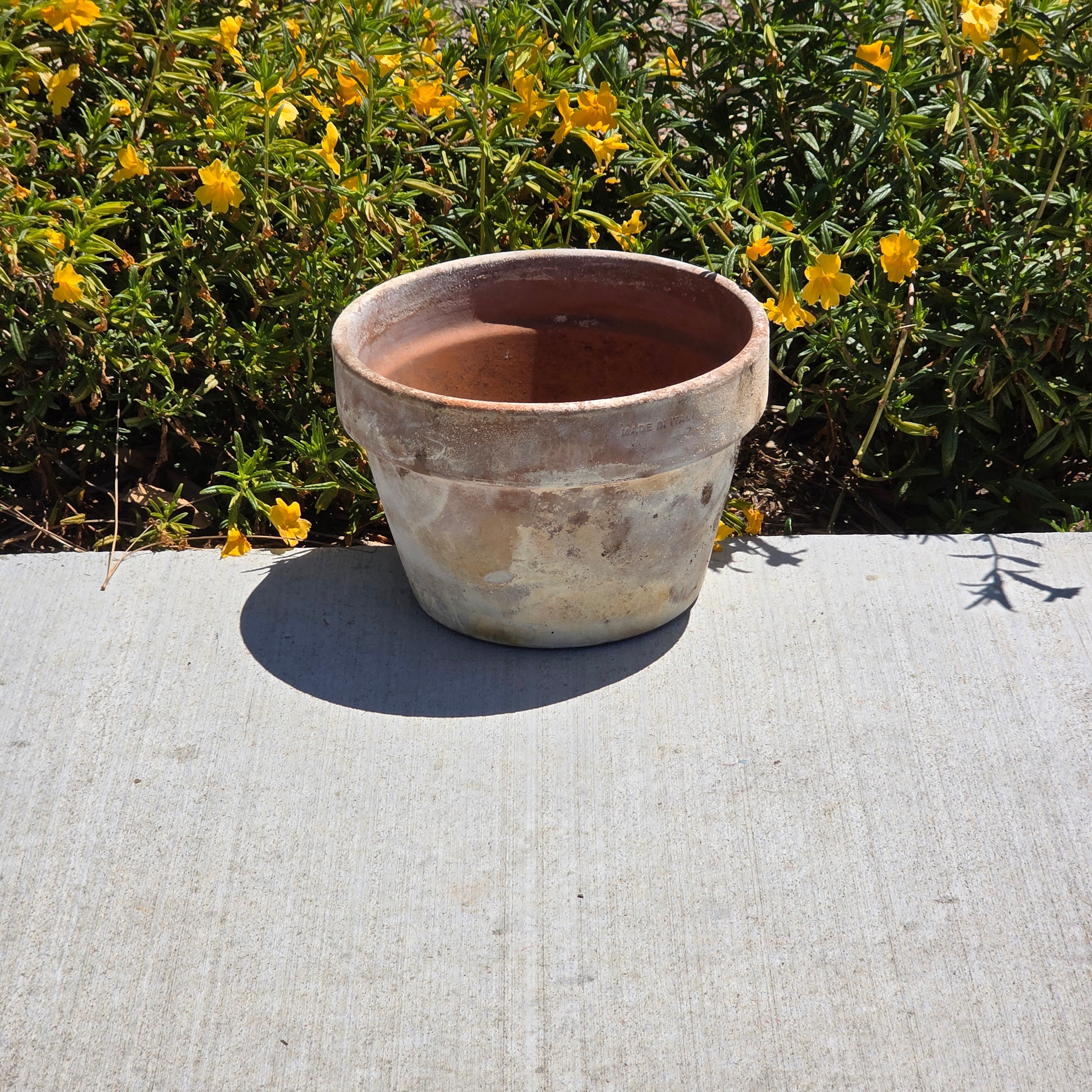 Vintage Made in Italy Terracotta Planter Pot 10.5" Patina Aged Garden Clay