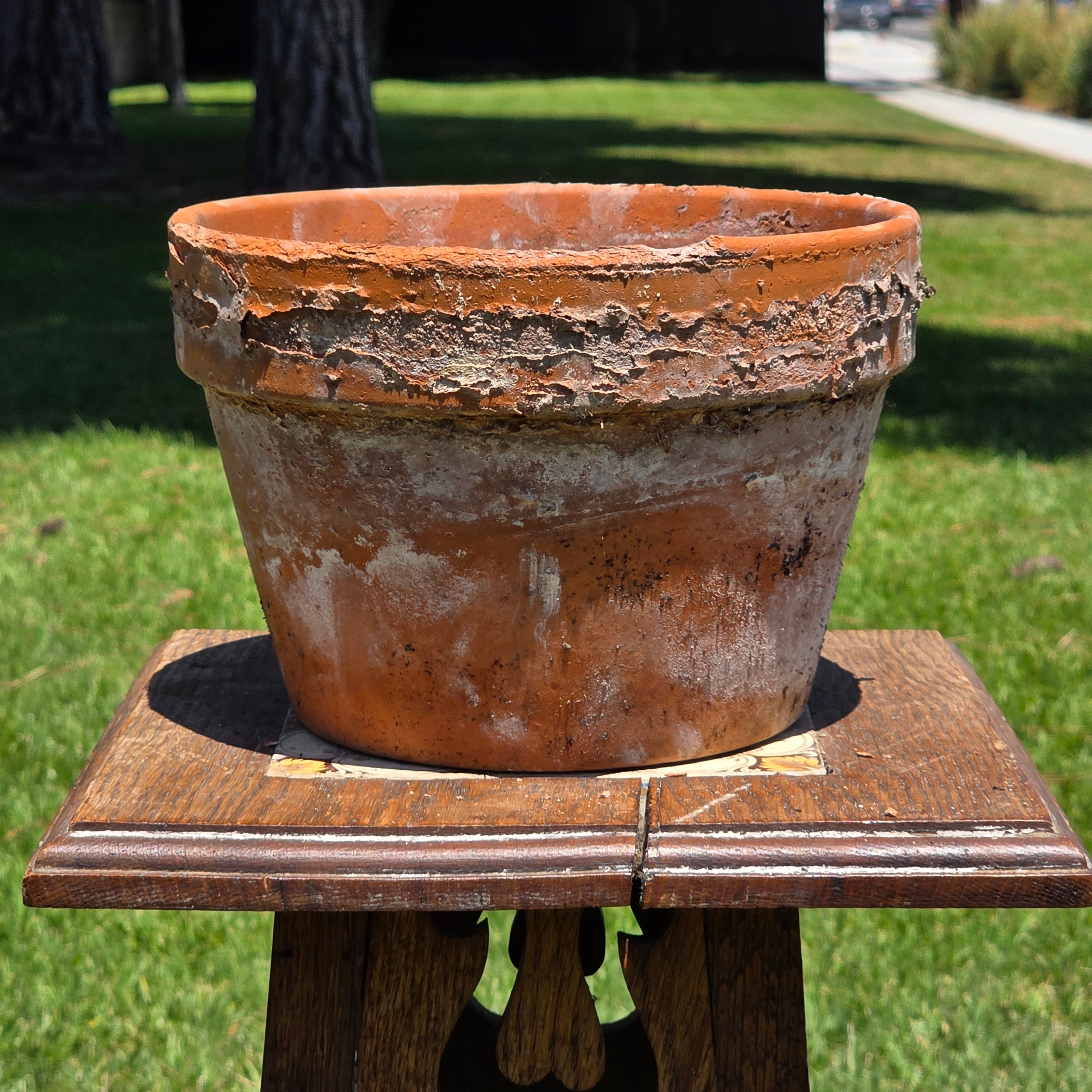 Vintage Aged Terracotta Planter Pot Rustic Crusty Patina Garden 8.5" Heavy