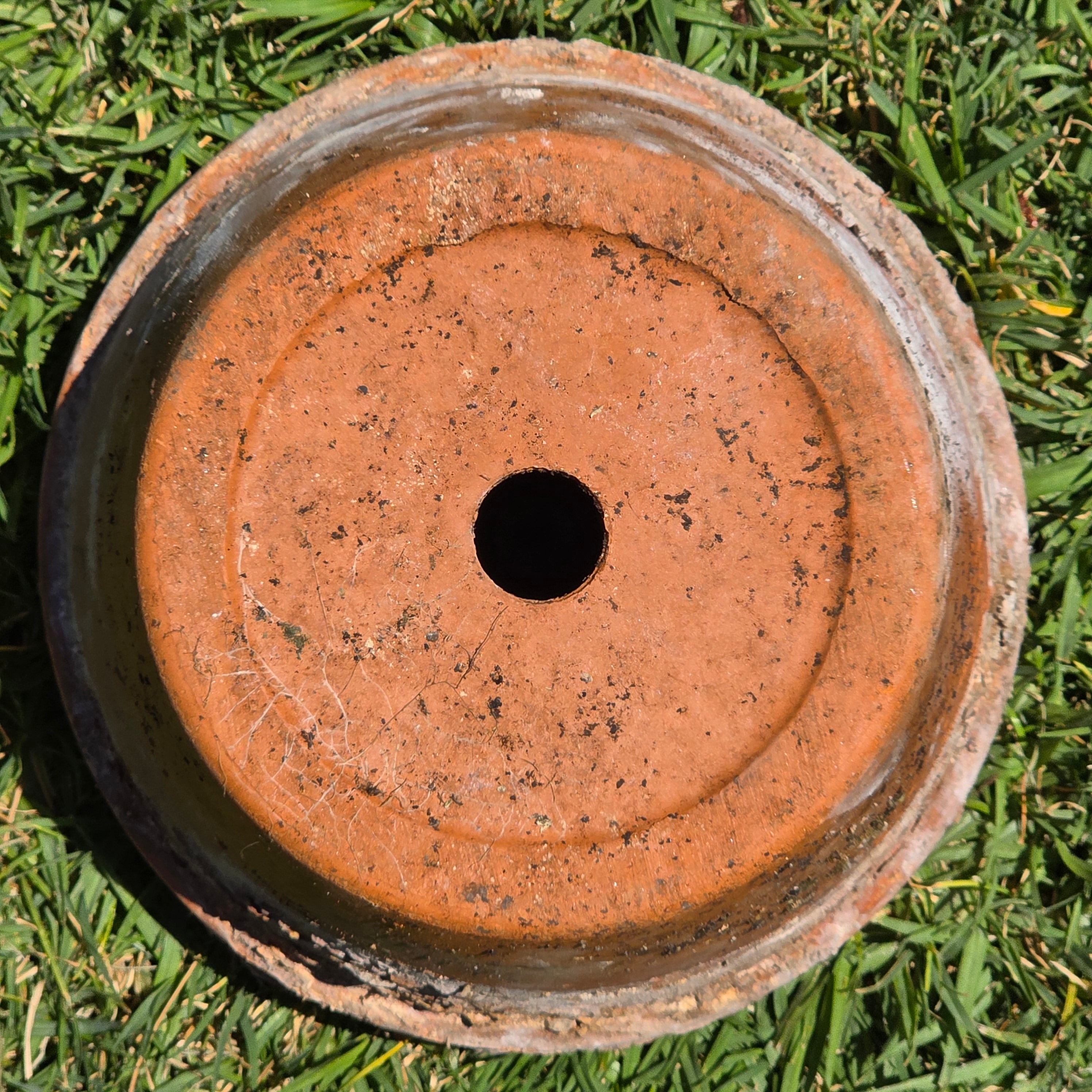 Vintage Aged Terracotta Planter Pot Rustic Crusty Patina Garden 8.5" Heavy