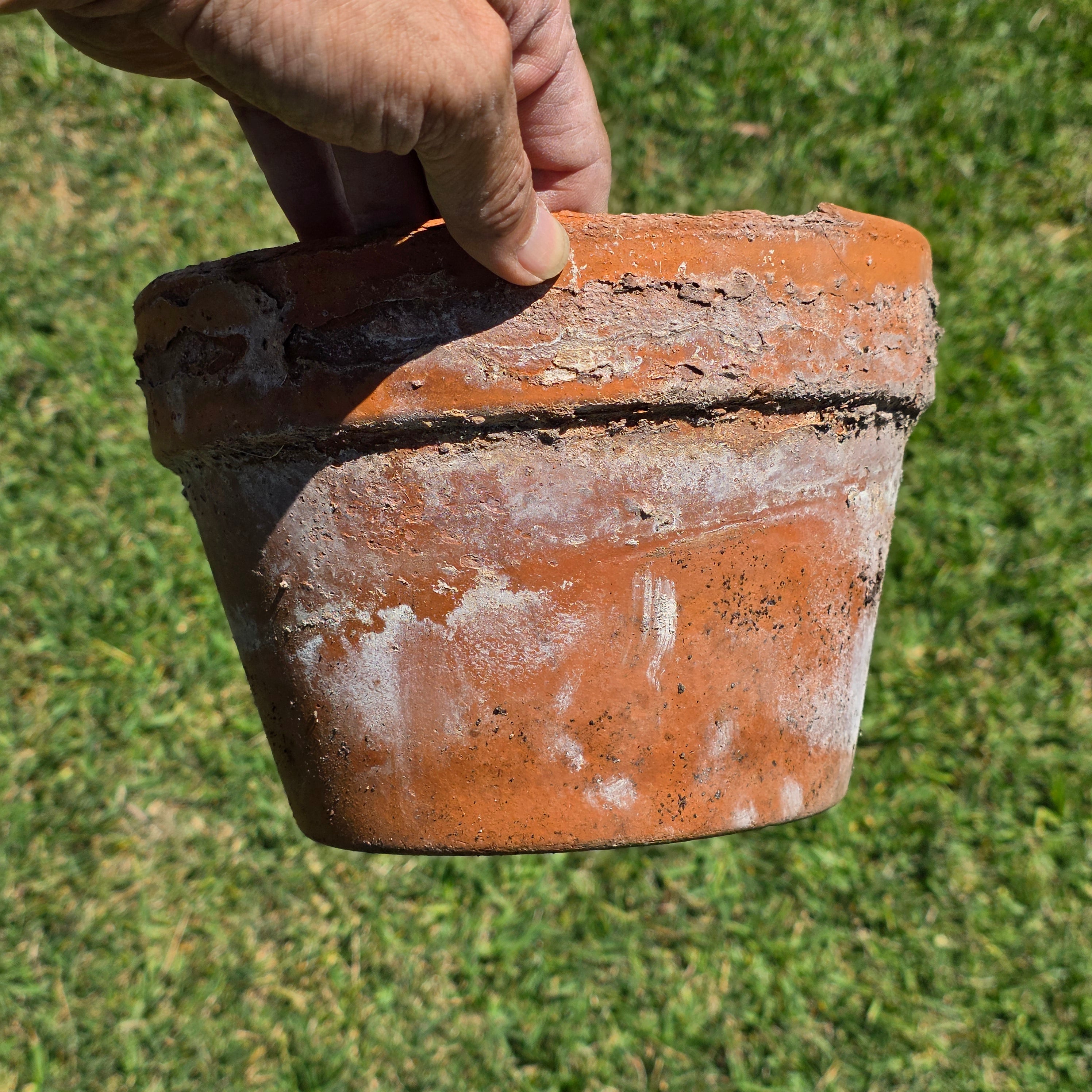 Vintage Aged Terracotta Planter Pot Rustic Crusty Patina Garden 8.5" Heavy