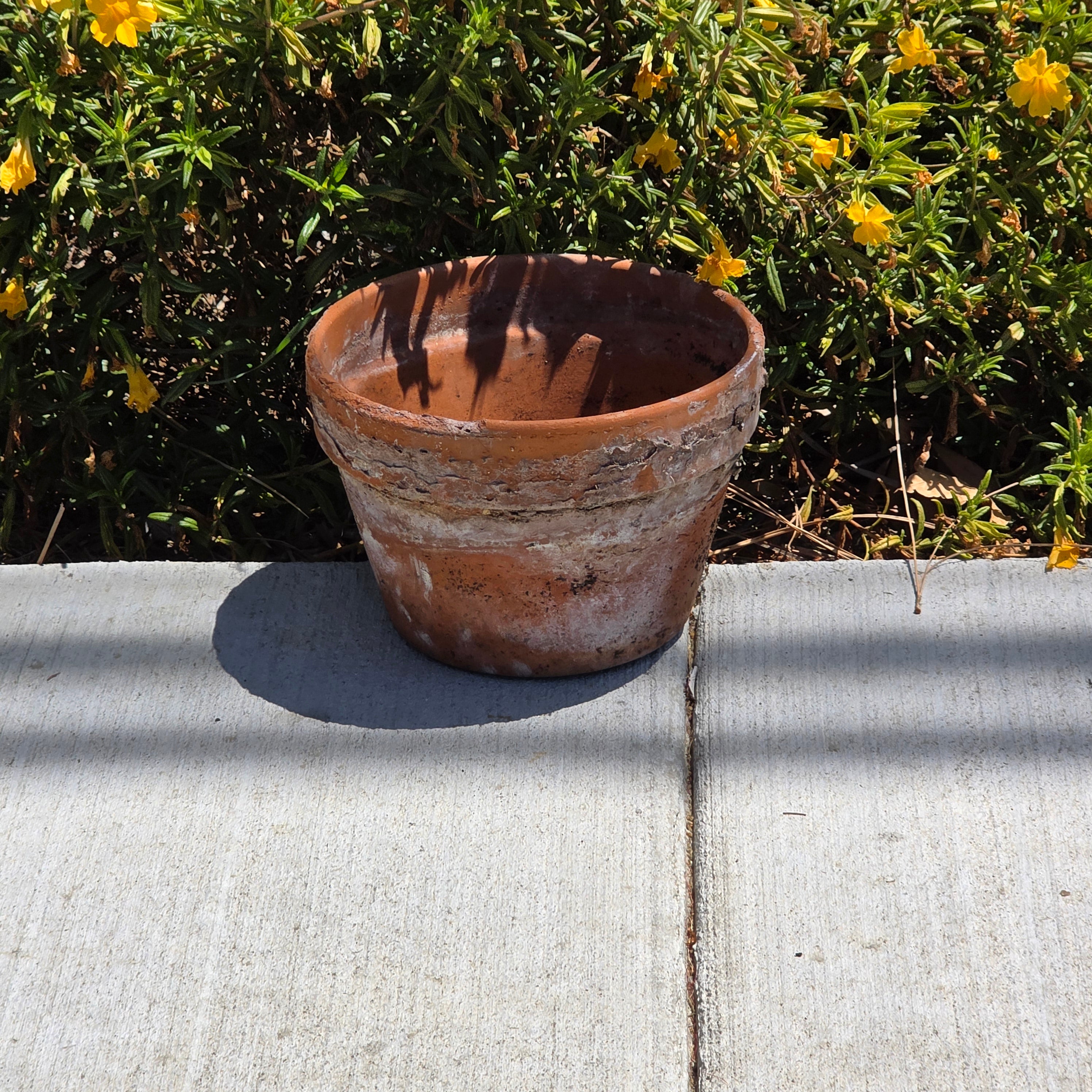 Vintage Aged Terracotta Planter Pot Rustic Crusty Patina Garden 8.5" Heavy