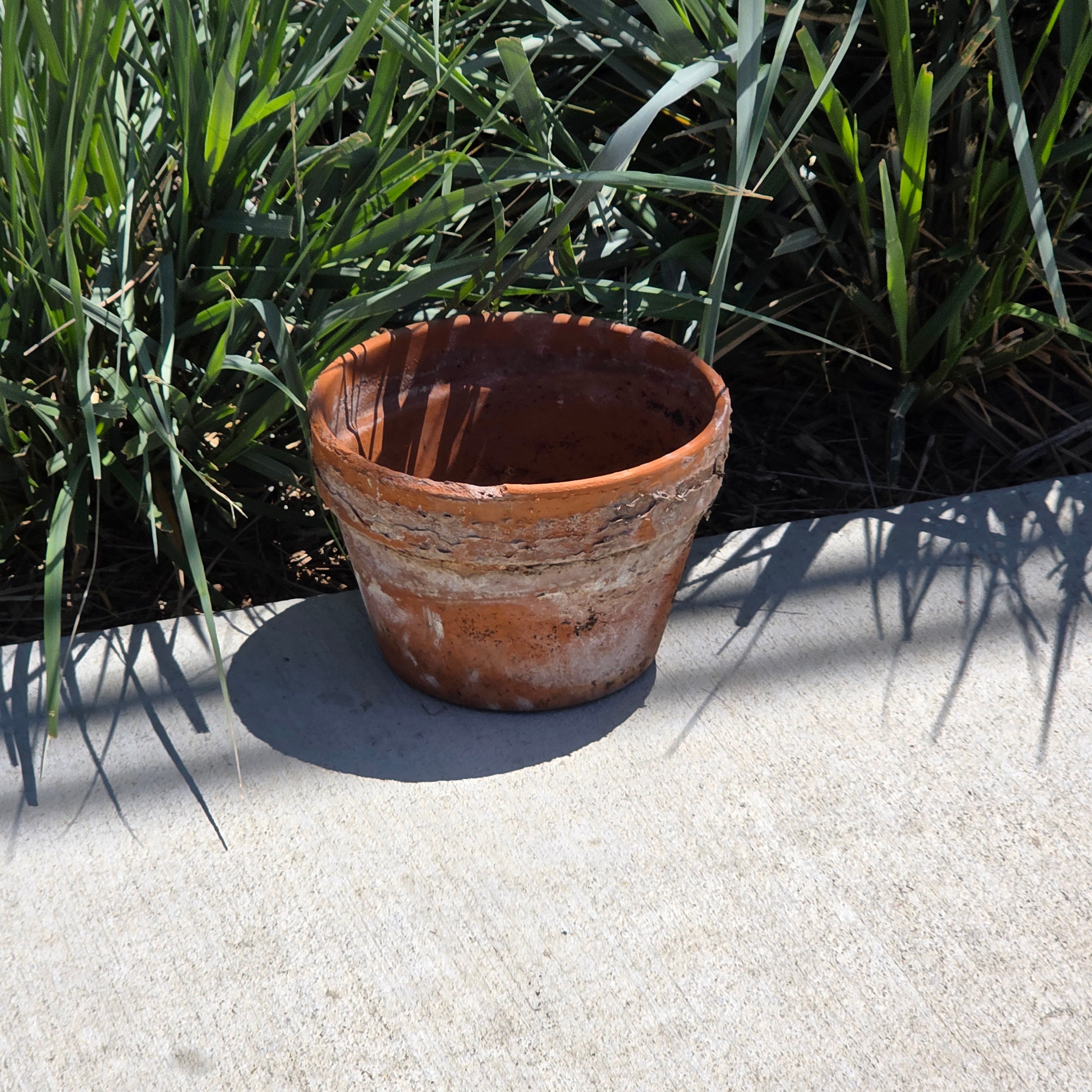 Vintage Aged Terracotta Planter Pot Rustic Crusty Patina Garden 8.5" Heavy