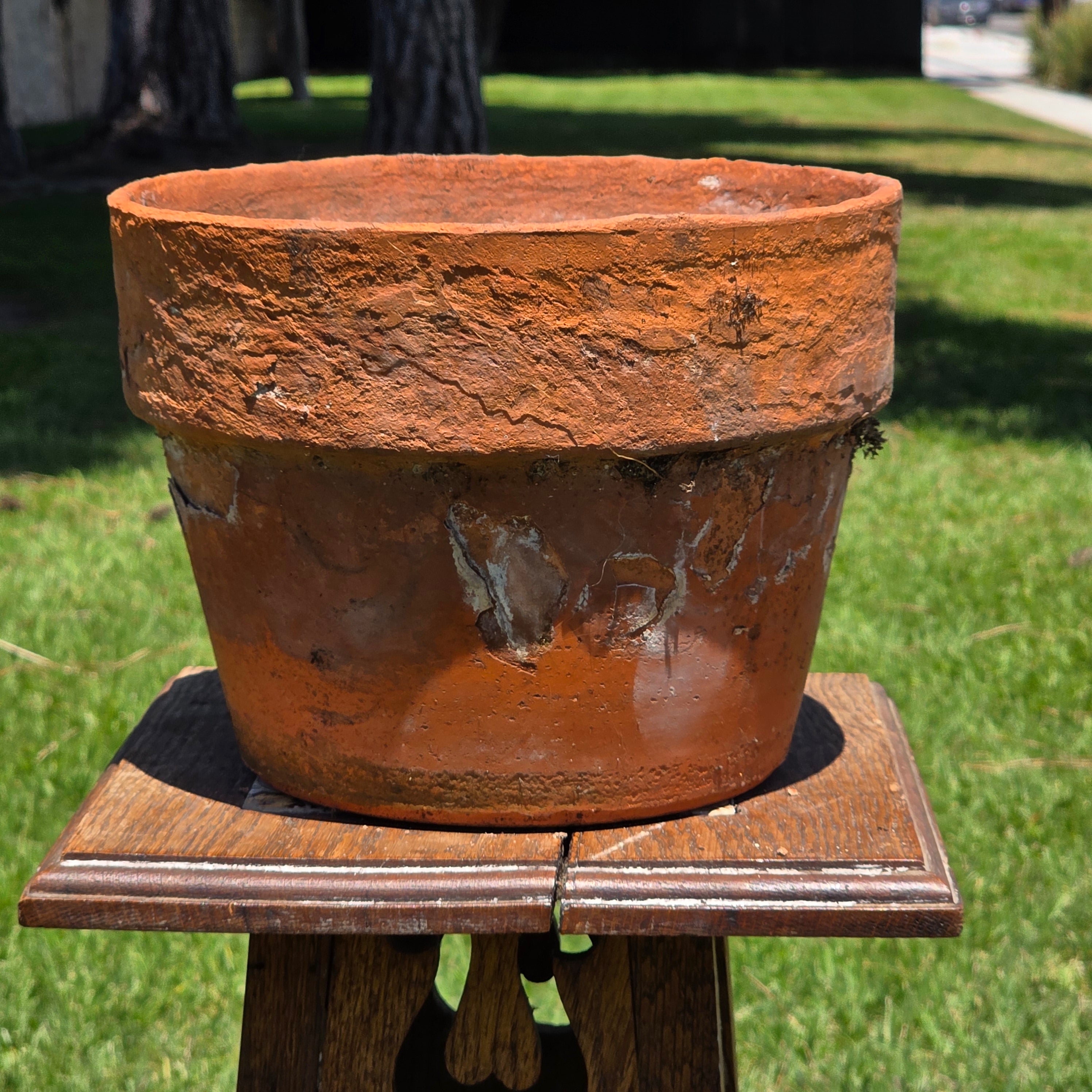 Vintage Terracotta Planter Pot Aged Weathered Earthy Patina 10" Heavy 6lb