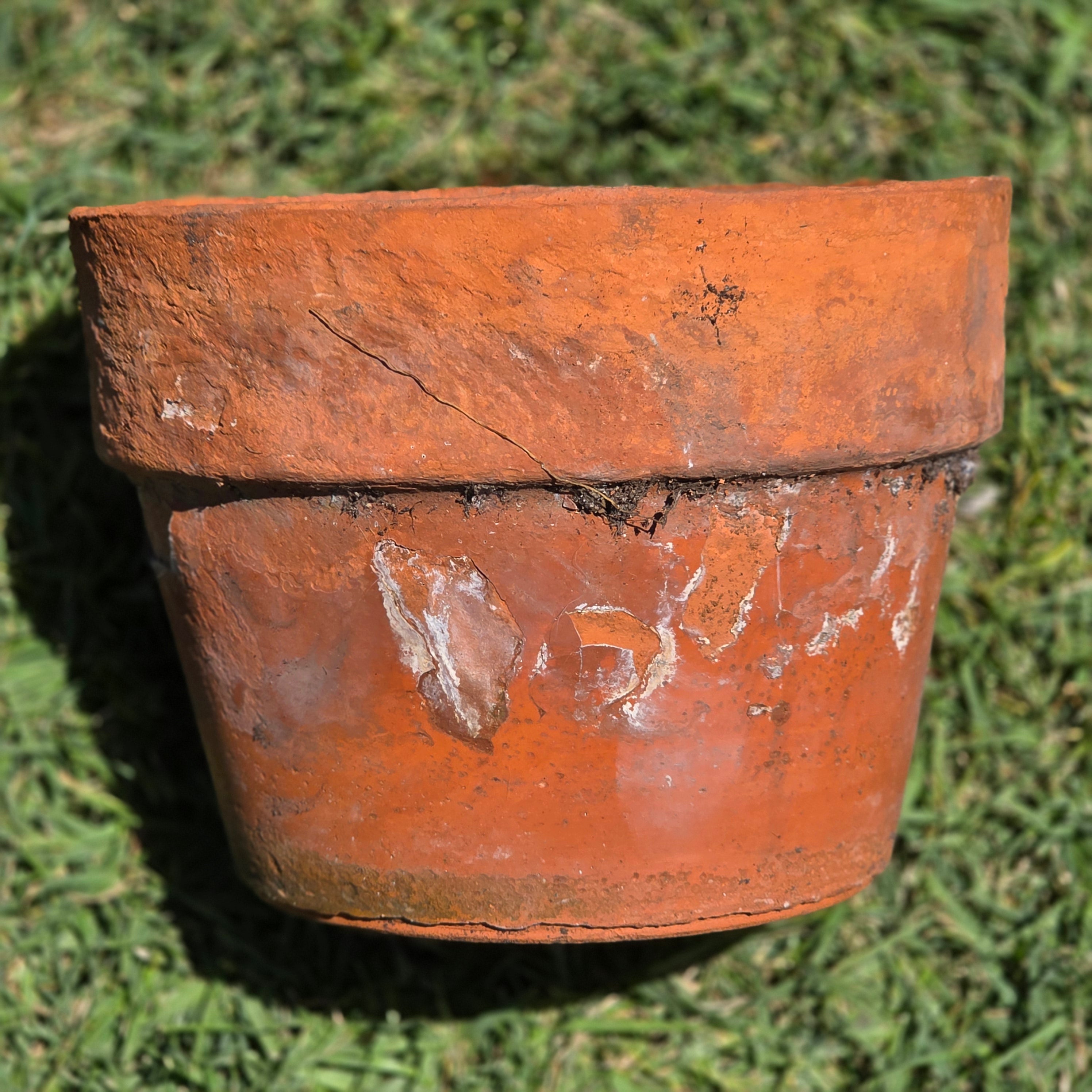 Vintage Terracotta Planter Pot Aged Weathered Earthy Patina 10" Heavy 6lb