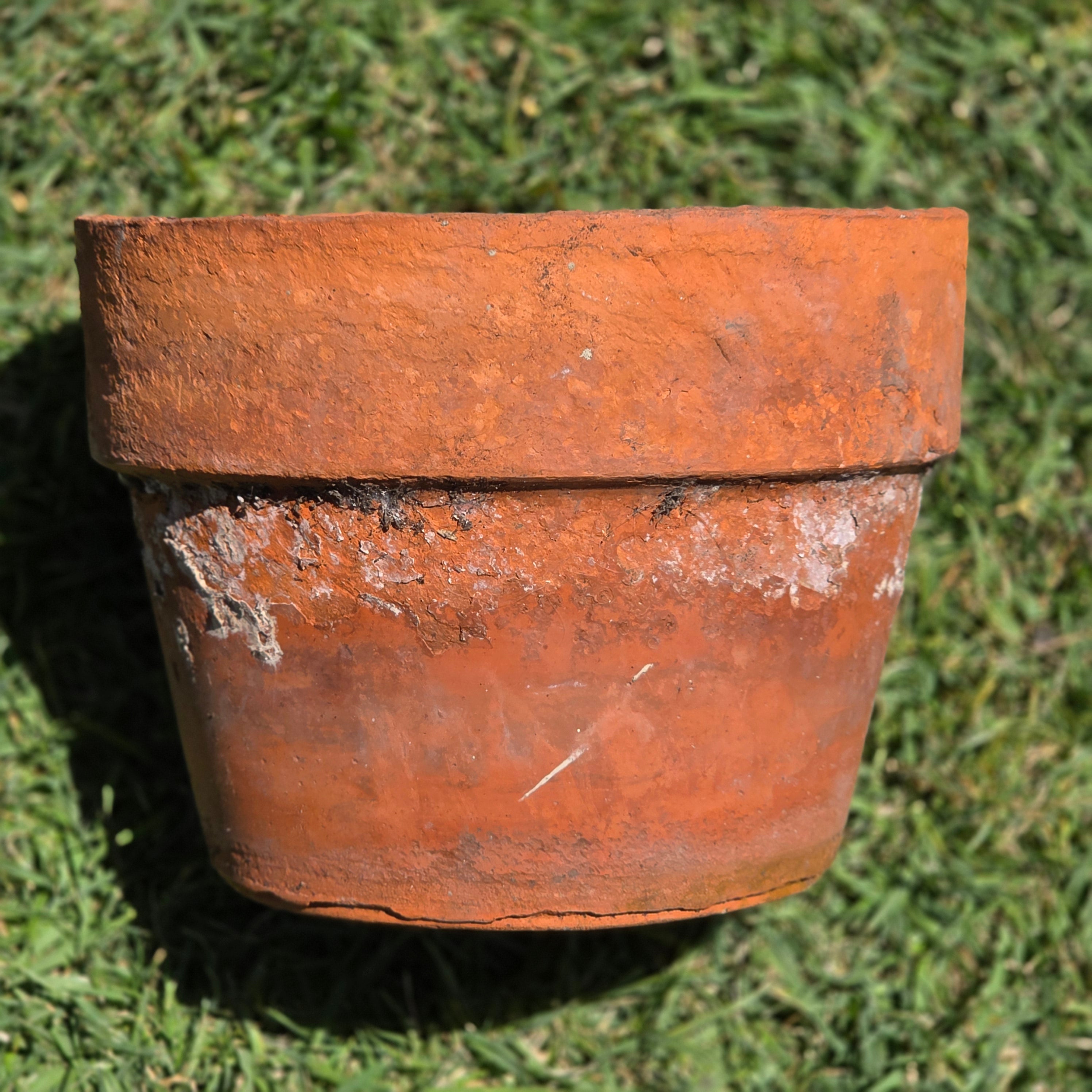 Vintage Terracotta Planter Pot Aged Weathered Earthy Patina 10" Heavy 6lb