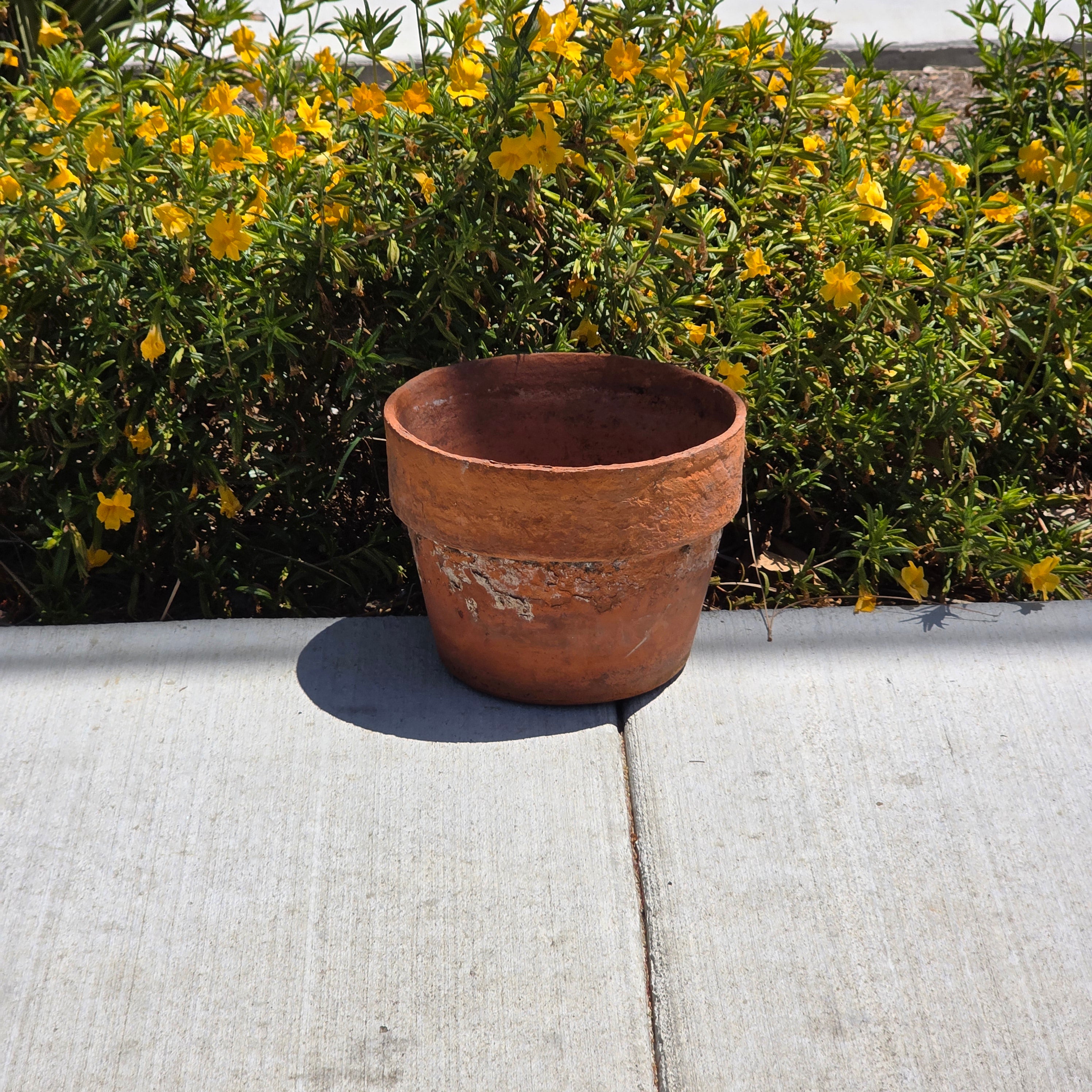 Vintage Terracotta Planter Pot Aged Weathered Earthy Patina 10" Heavy 6lb