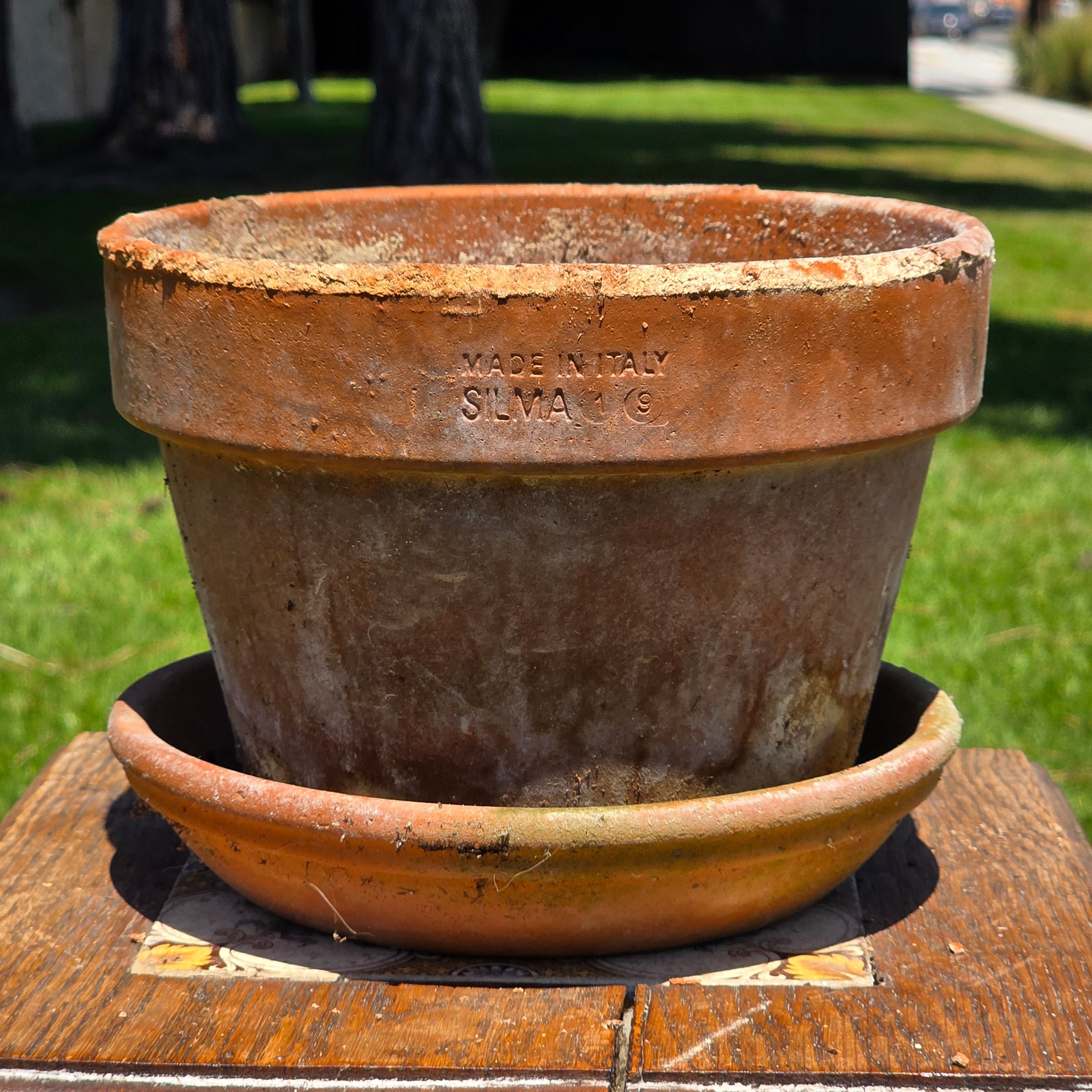 Vintage SILMA Italy Terracotta Planter Pot Saucer Set Made In Italy 7.75"