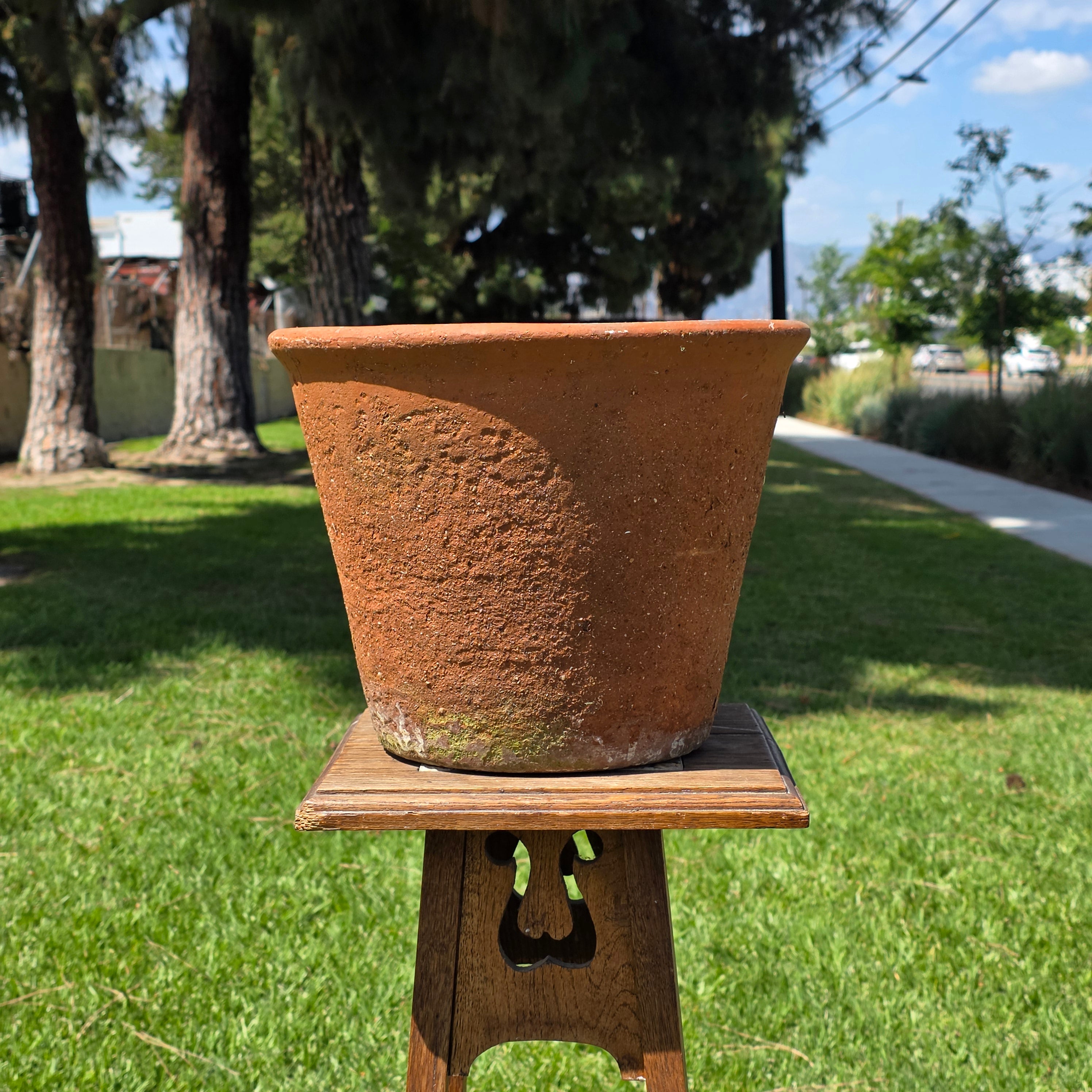 Vintage Terracotta Planter Pot Heavy 13lb Weathered 12.75" Rustic Garden Clay