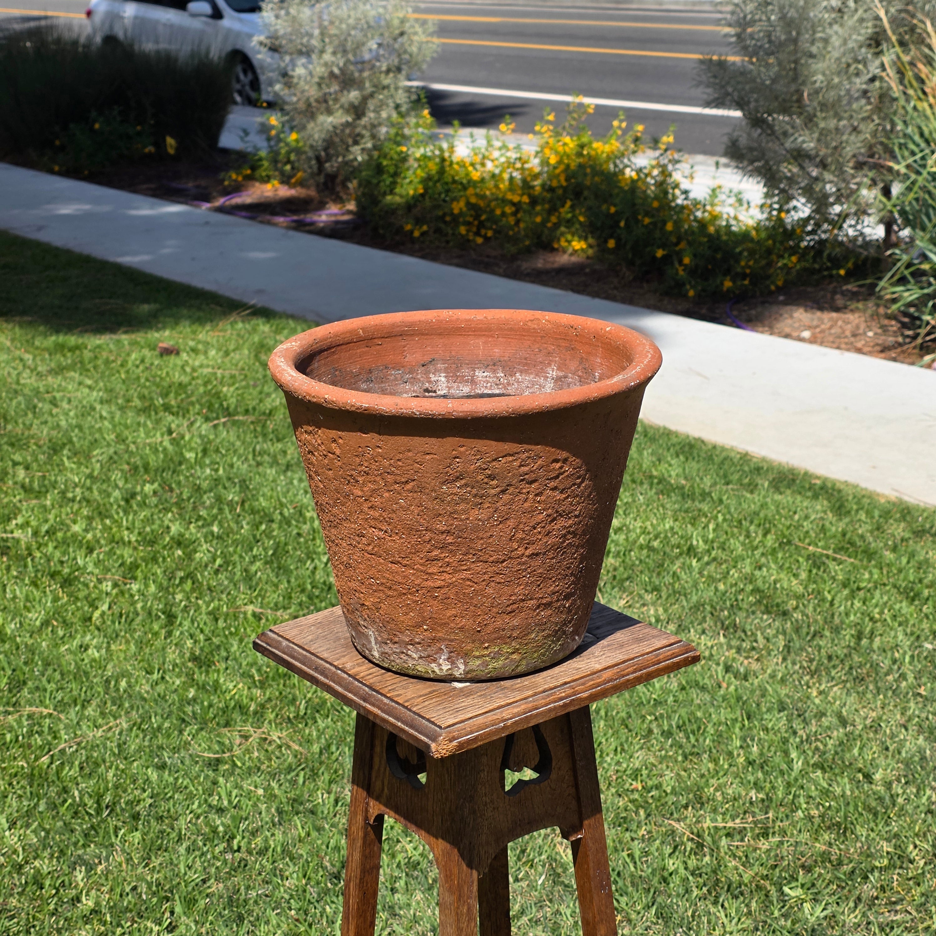 Vintage Terracotta Planter Pot Heavy 13lb Weathered 12.75" Rustic Garden Clay